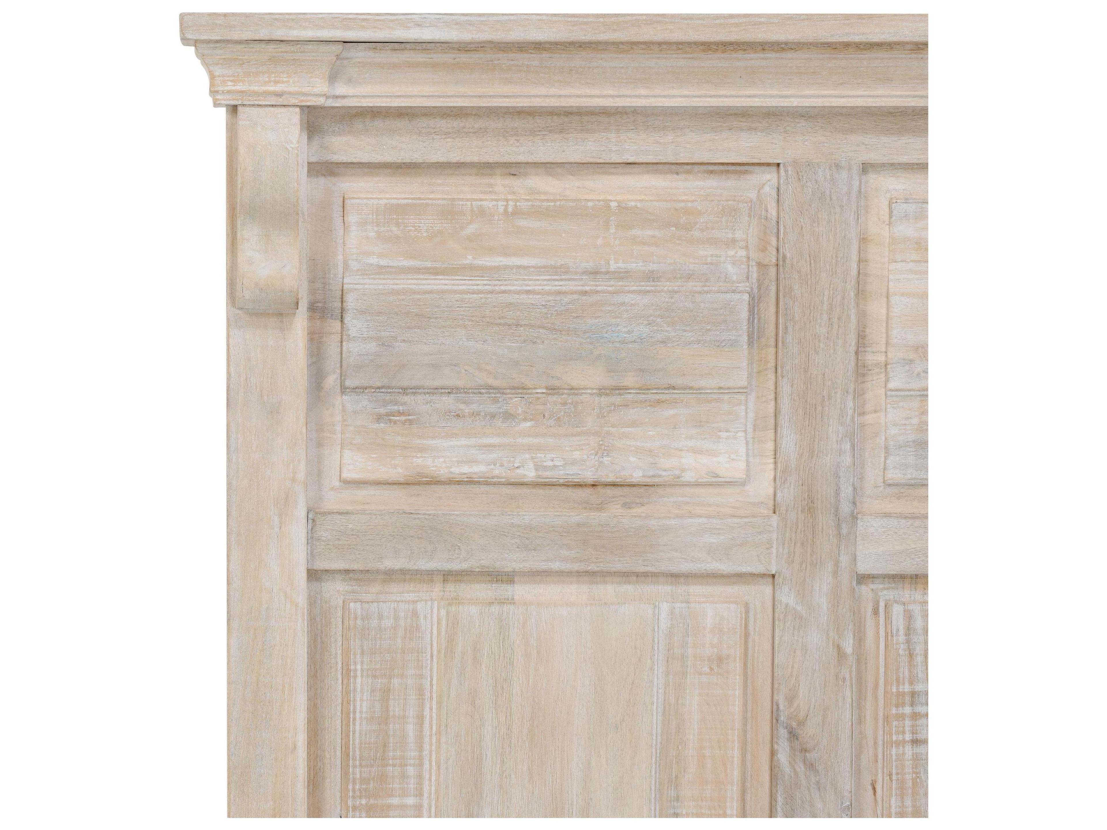 Classic Home Adelaide White Wash Hardwood Wood Queen Panel Bed