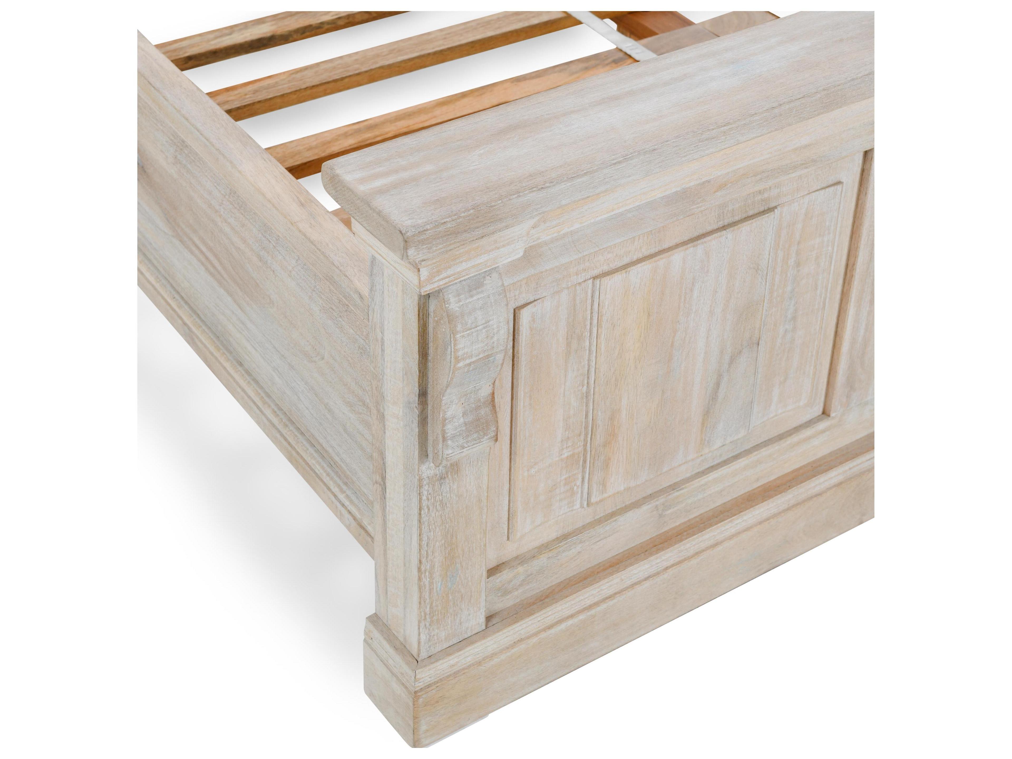 Classic Home Adelaide White Wash Hardwood Wood Queen Panel Bed