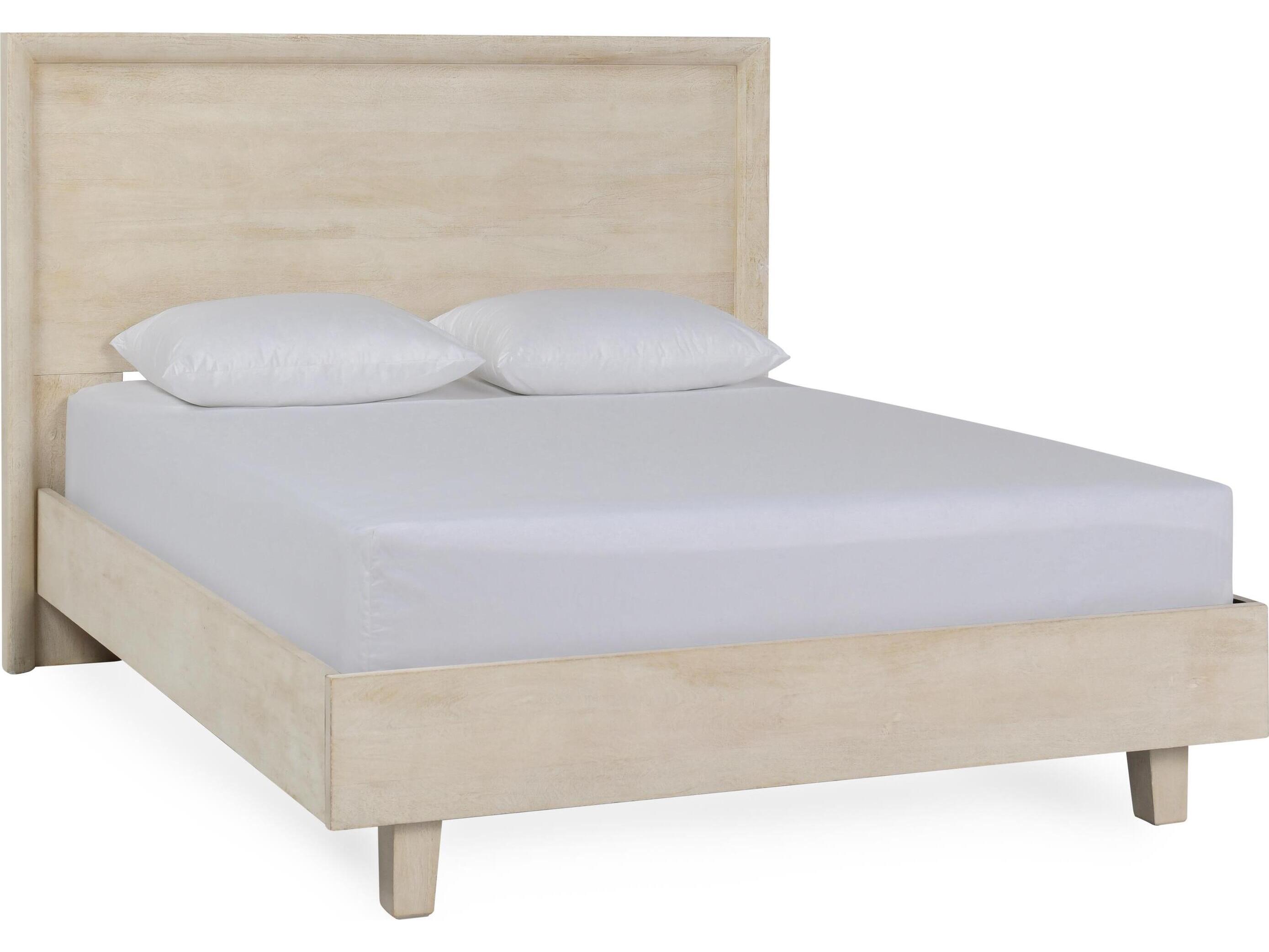 Classic Home Reece White Beige Mango Wood King Platform Bed