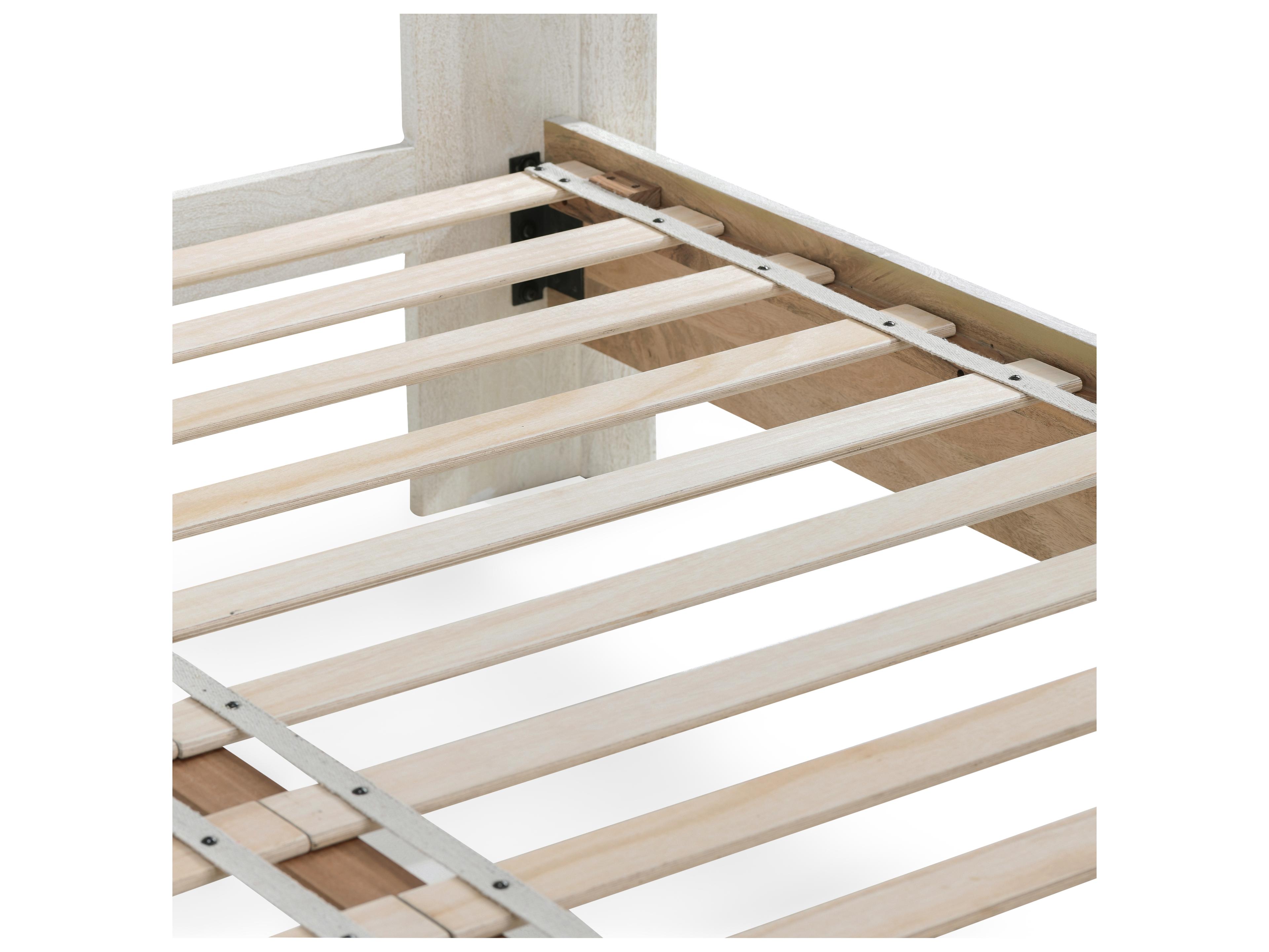 Classic Home Reece White Beige Mango Wood King Platform Bed