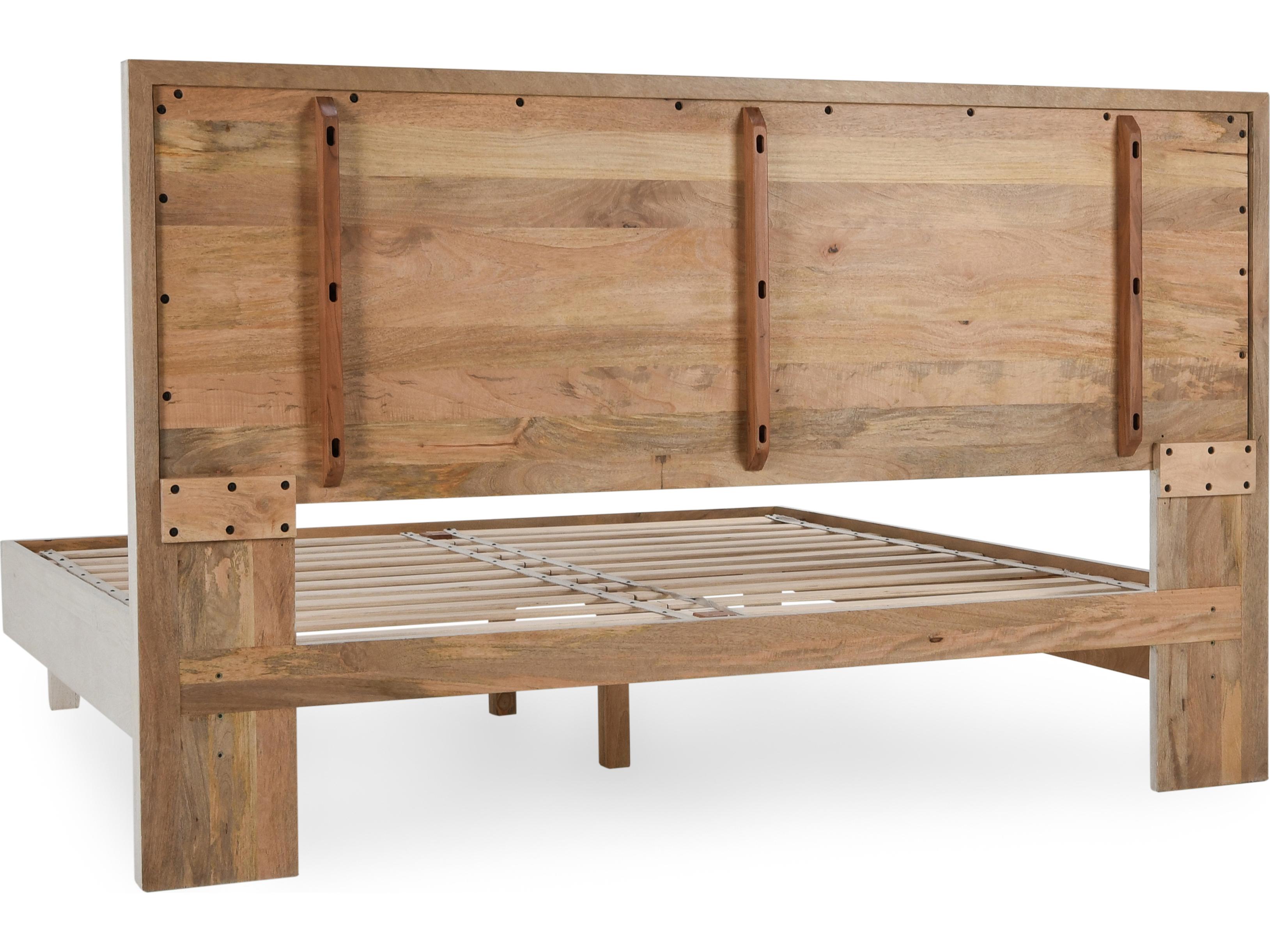 Classic Home Reece White Beige Mango Wood Queen Platform Bed