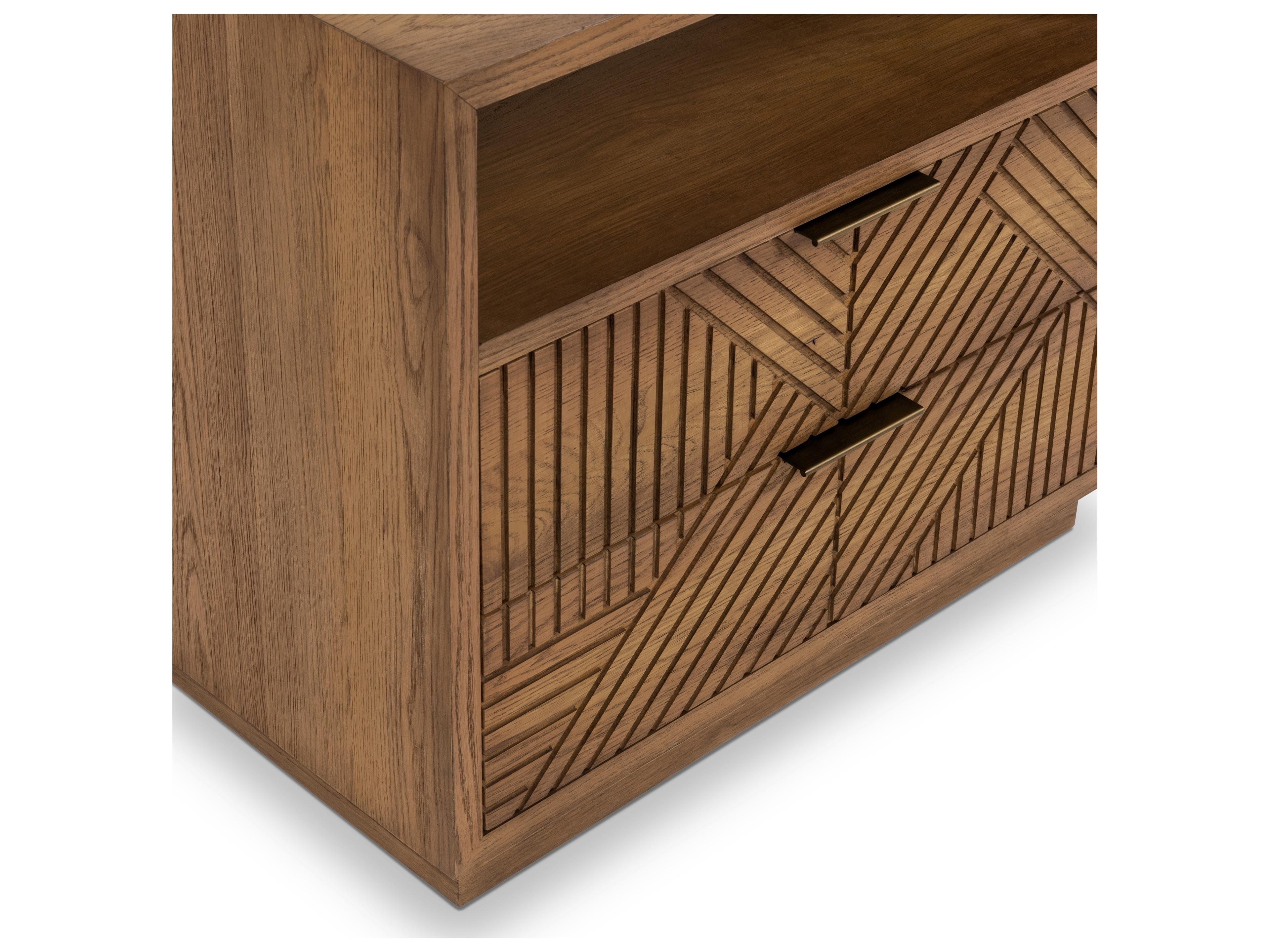 Classic Home Santa Clara 2-Drawers Brown Oak Wood Nightstand