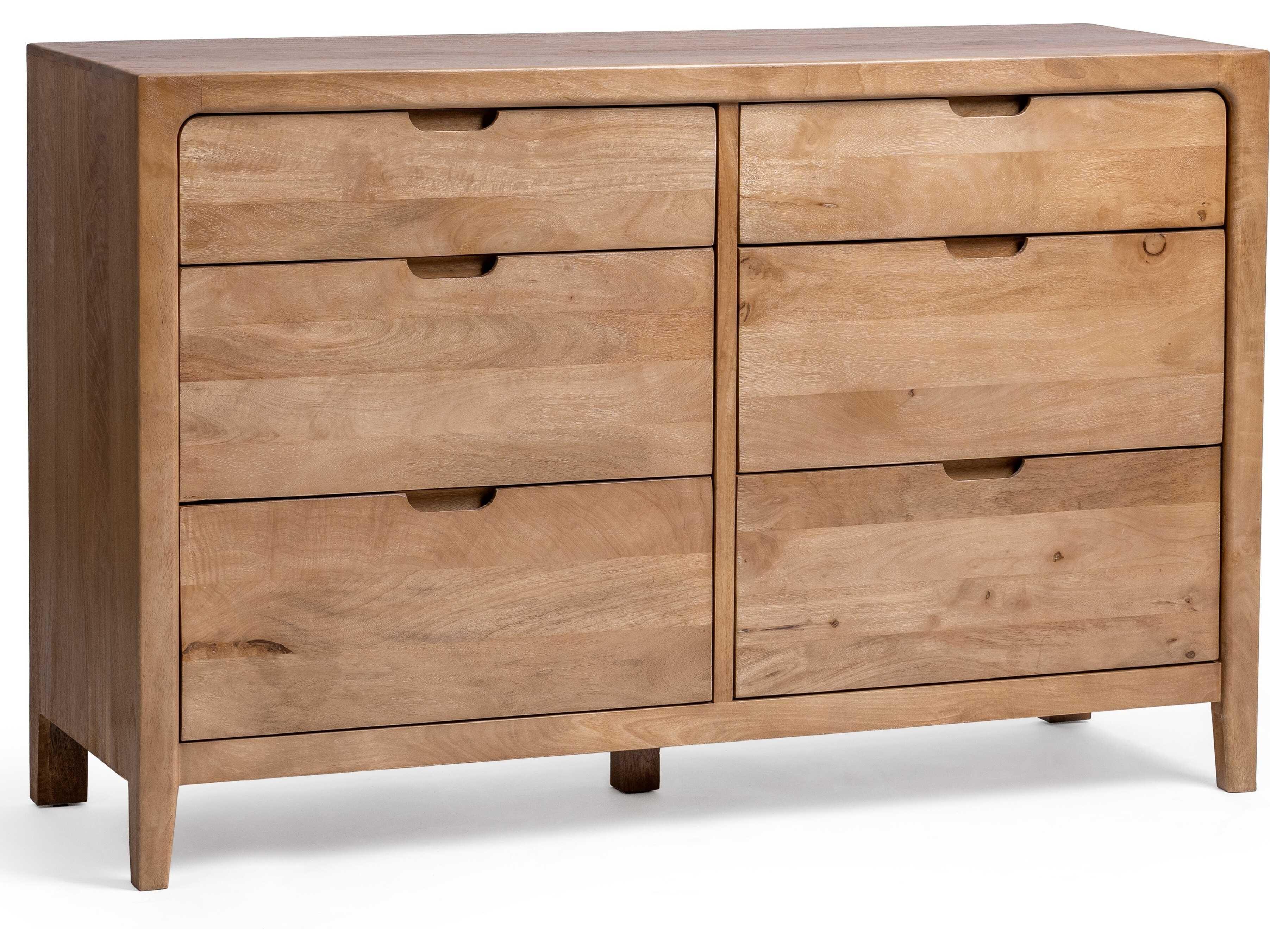 Classic Home Laguna 6-Drawers Natural Mango Wood Double Dresser
