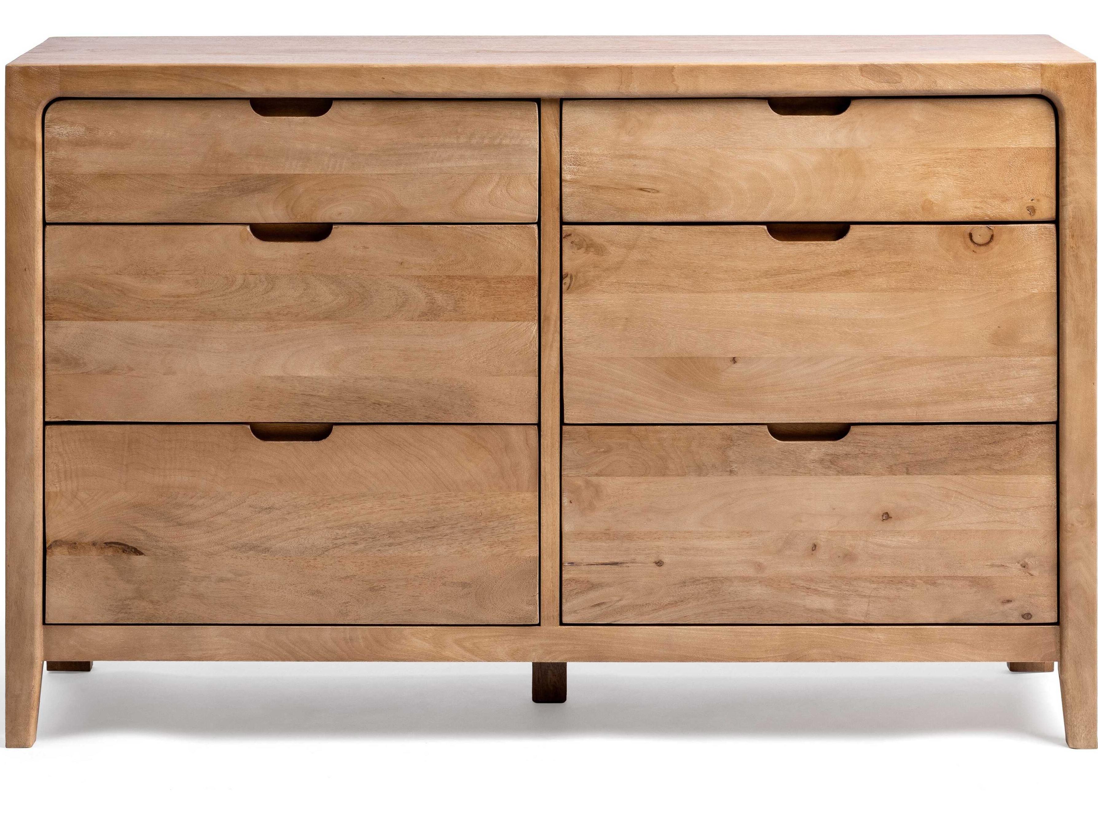 Classic Home Laguna 6-Drawers Natural Mango Wood Double Dresser