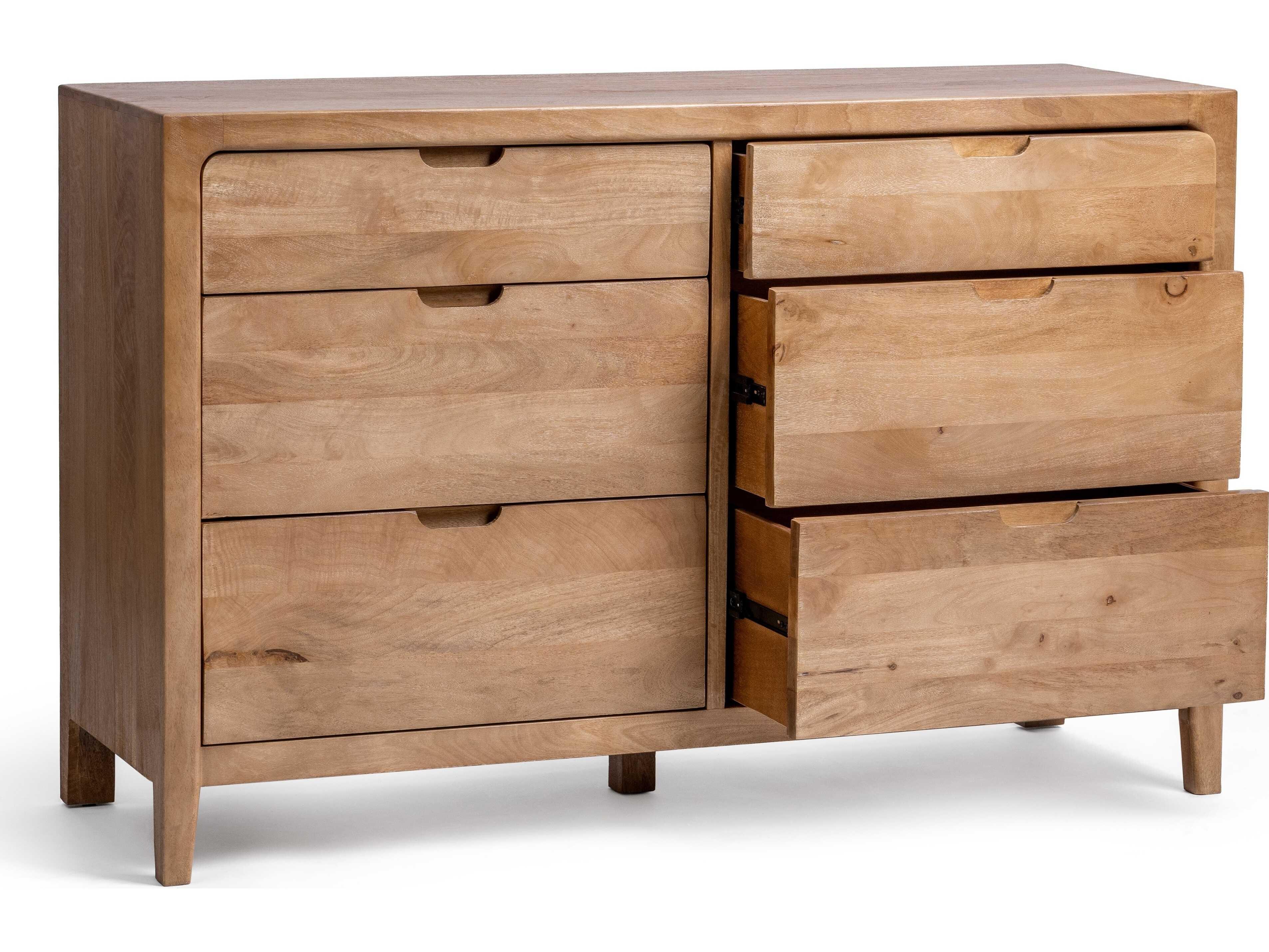 Classic Home Laguna 6-Drawers Natural Mango Wood Double Dresser