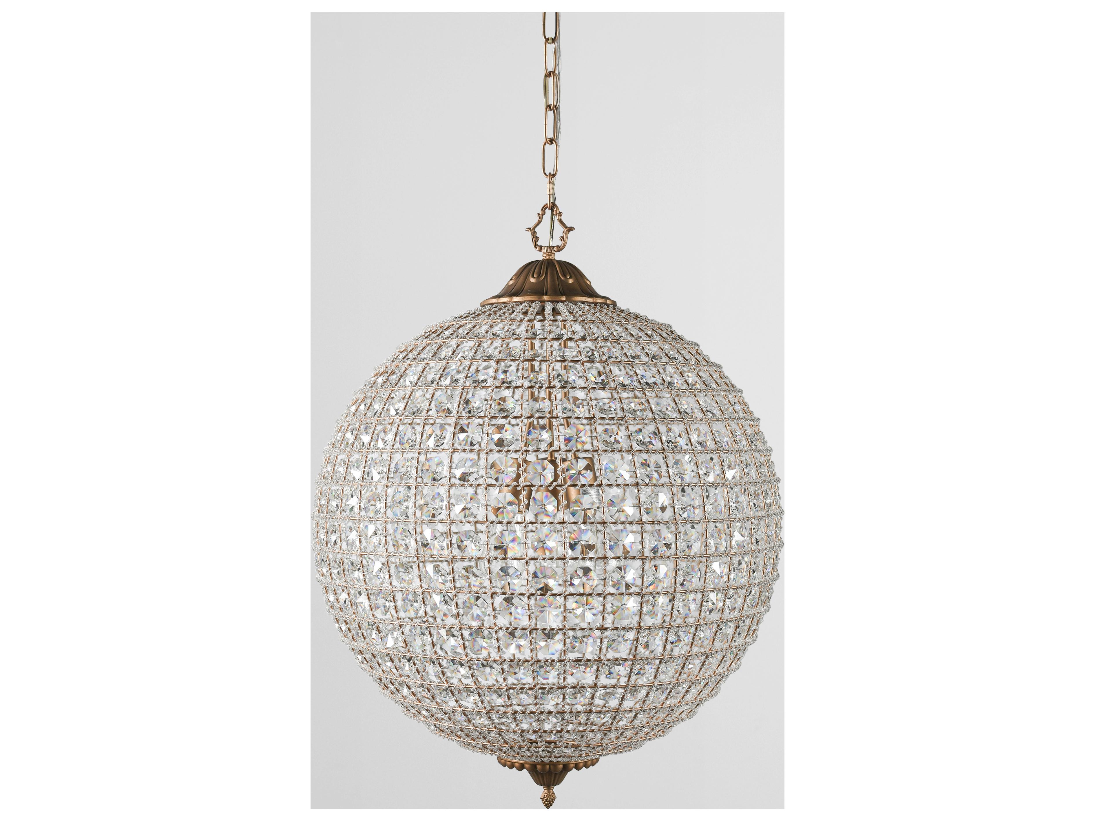 Classic Home Allesandria 3-Light Gold Clear Crystal Globe Chandelier