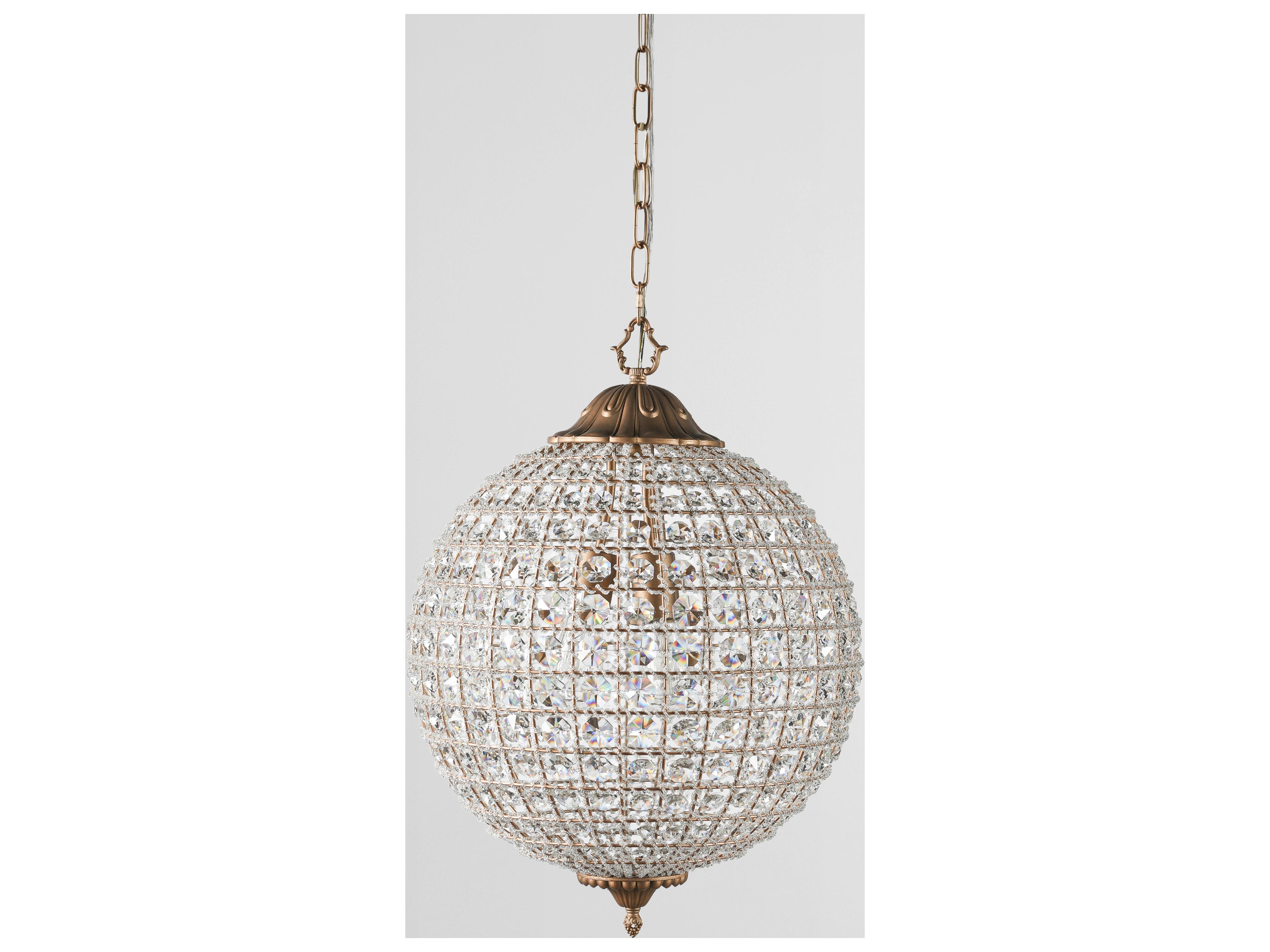 Classic Home Allesandria 3-Light Gold Clear Crystal Globe Chandelier