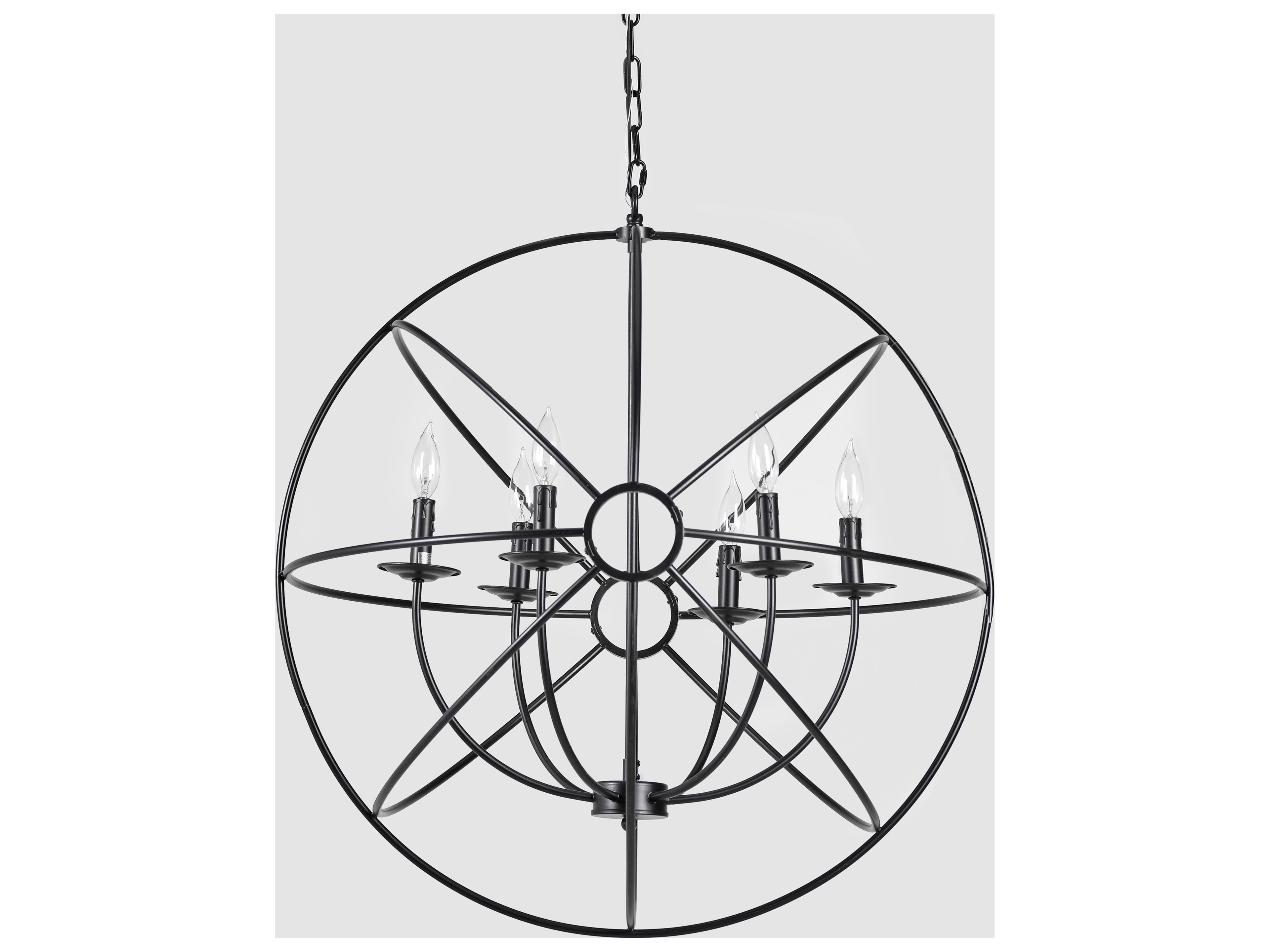 Classic Home Voltaire 6-Light Black Geometric Chandelier