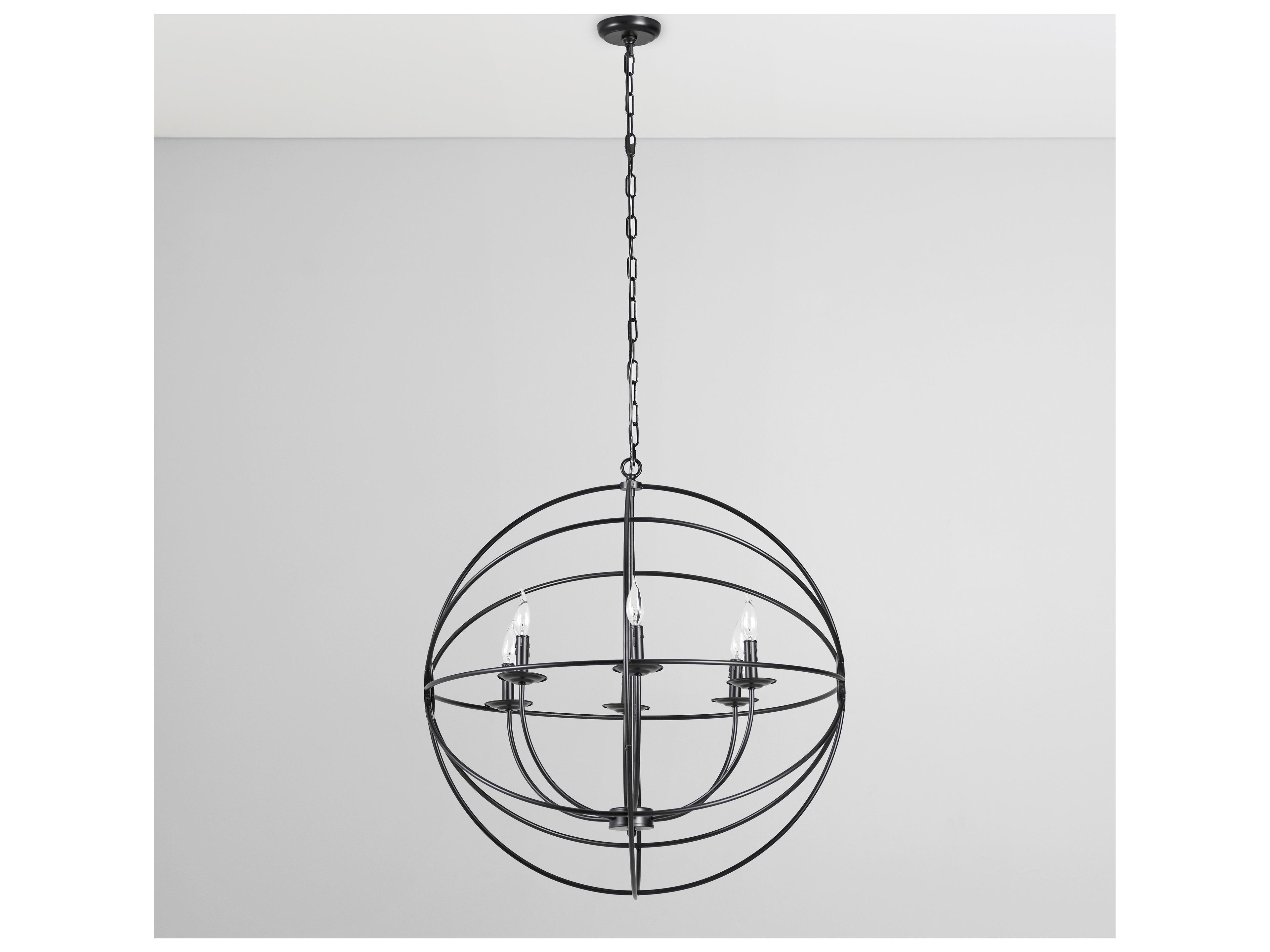 Classic Home Voltaire 6-Light Black Geometric Chandelier