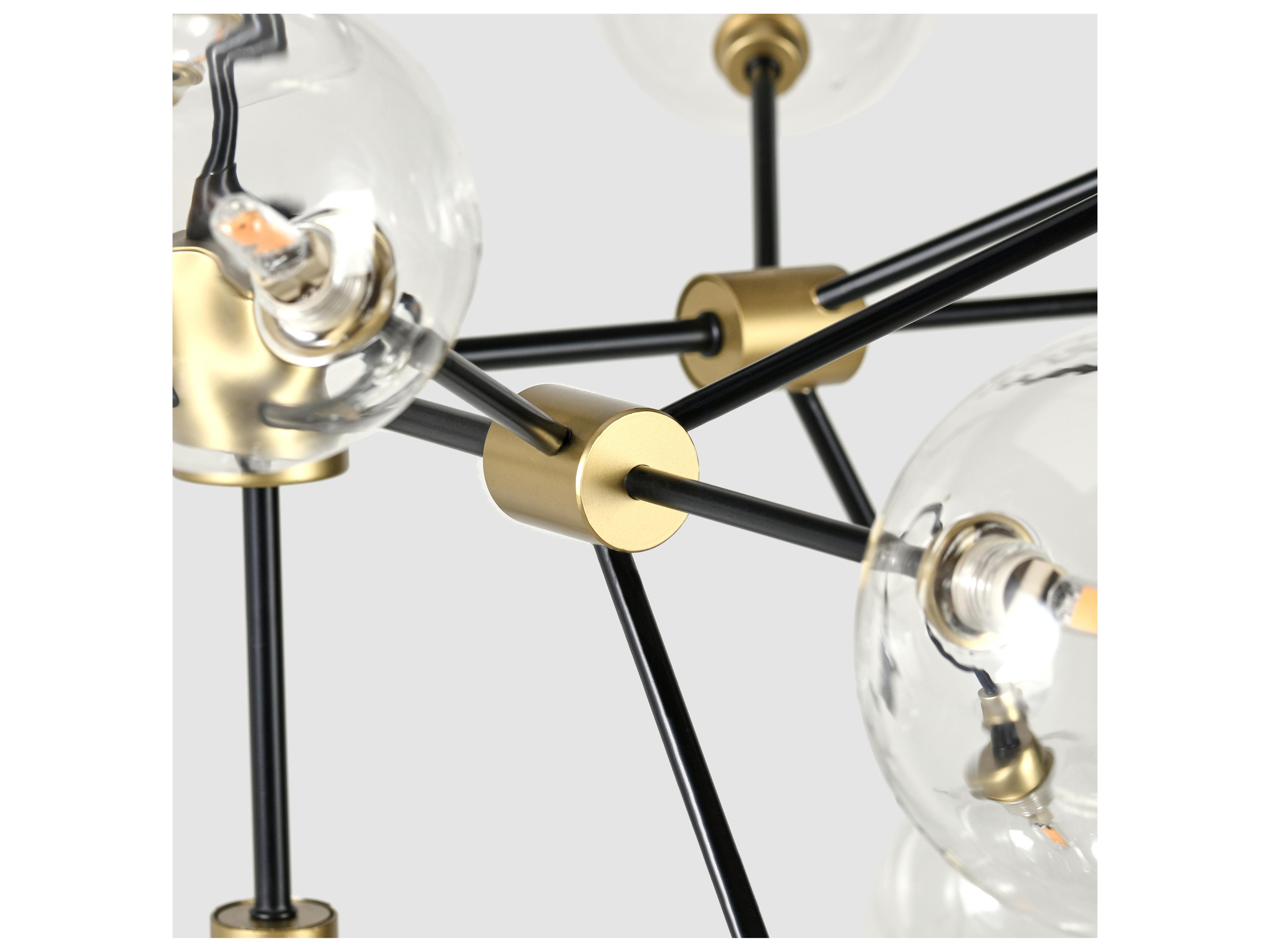 Classic Home Timothy 20-Light Gold Black Glass Chandelier