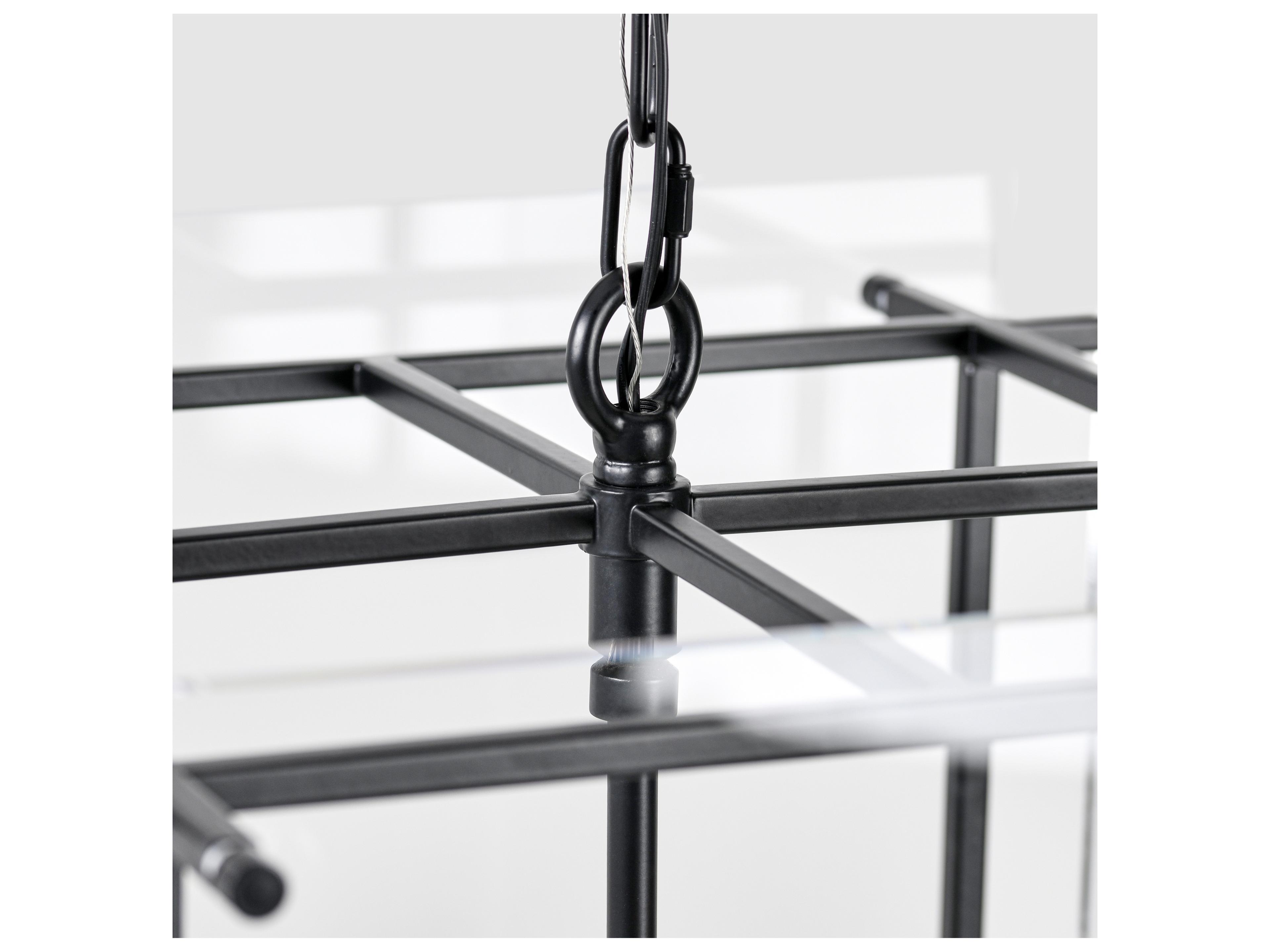 Classic Home Lena 9-Light Black Clear Lantern Chandelier