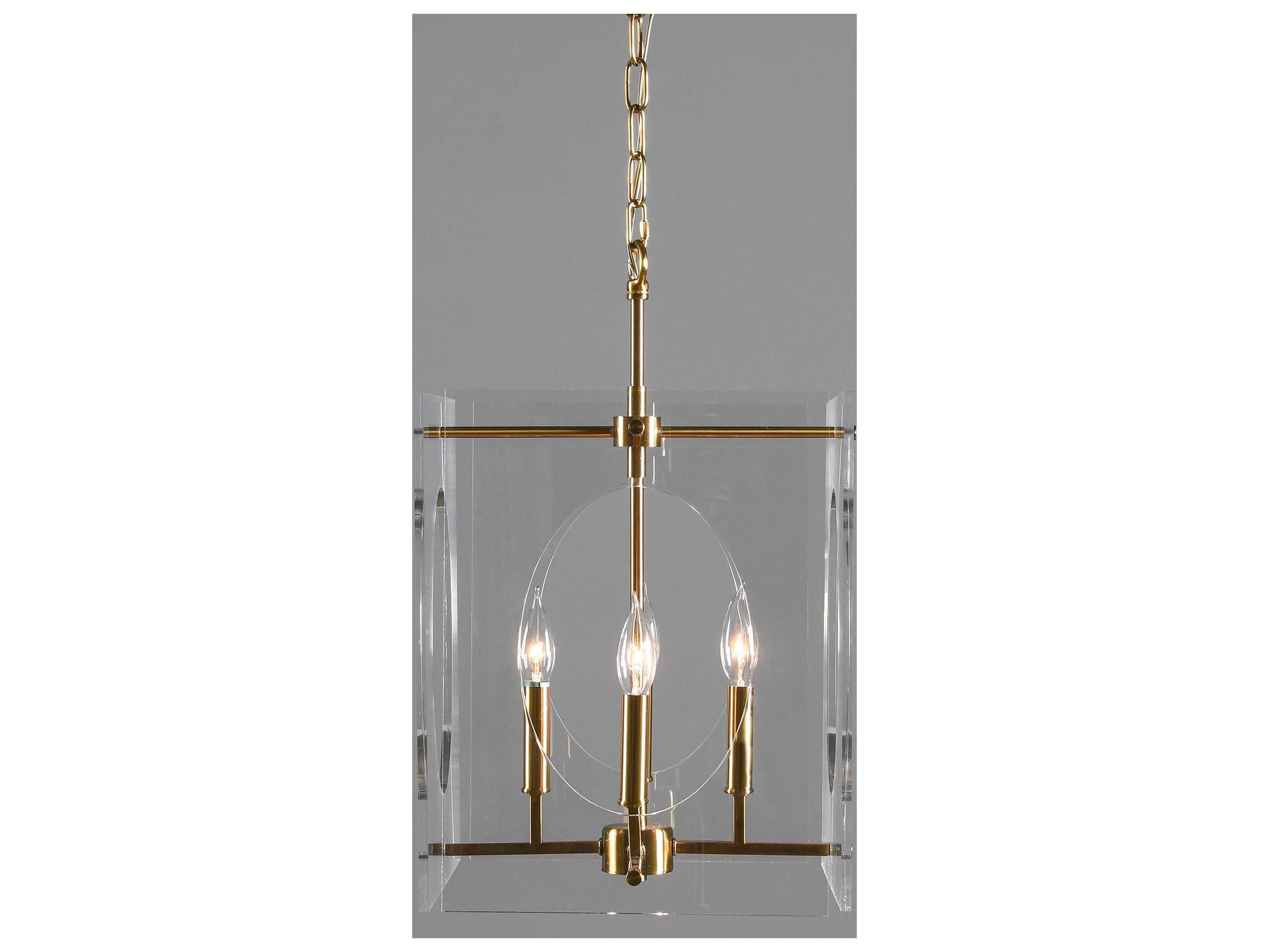 Classic Home Tessa 4-Light Clear Brass Geometric Chandelier