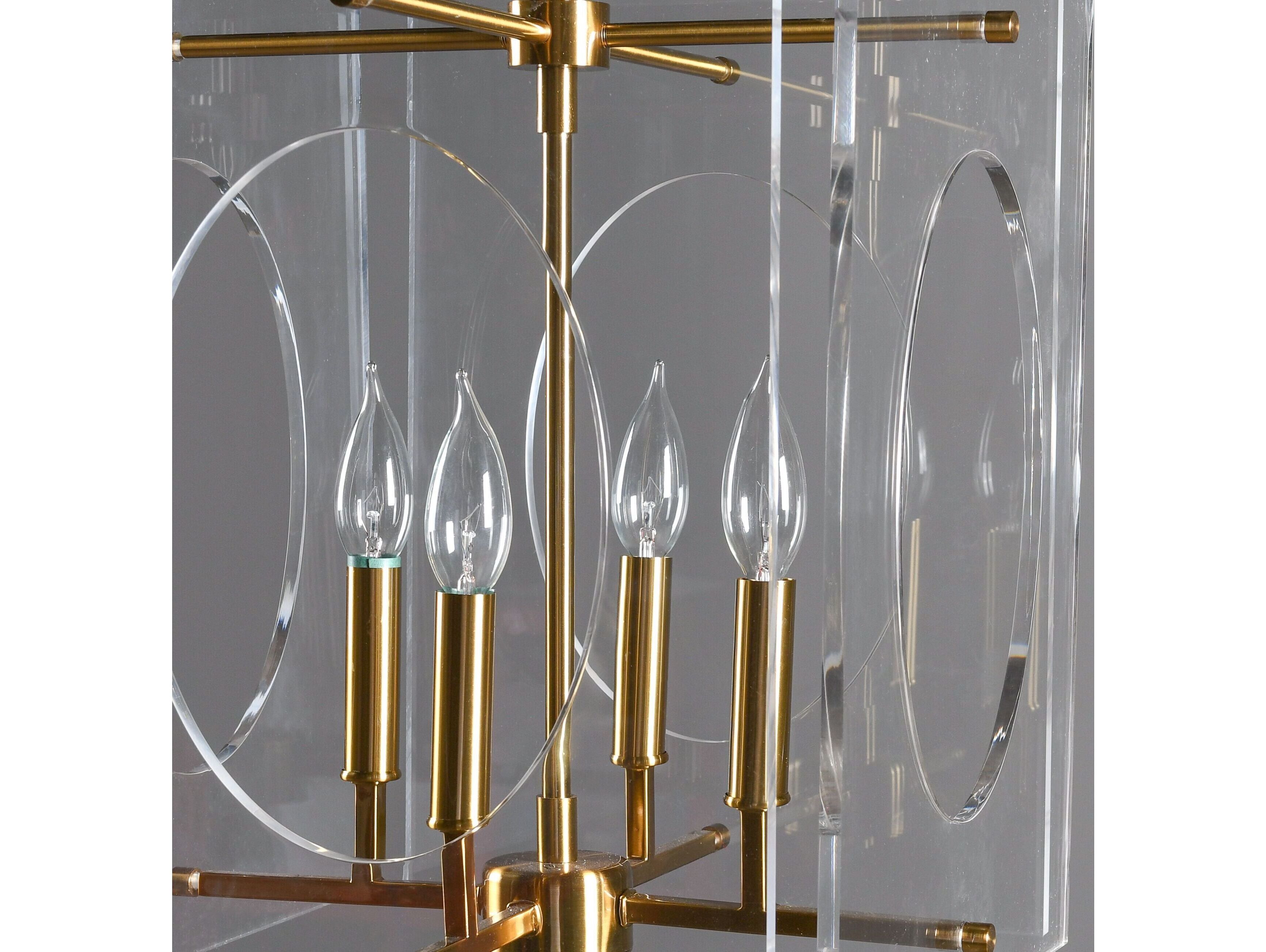 Classic Home Tessa 4-Light Clear Brass Geometric Chandelier