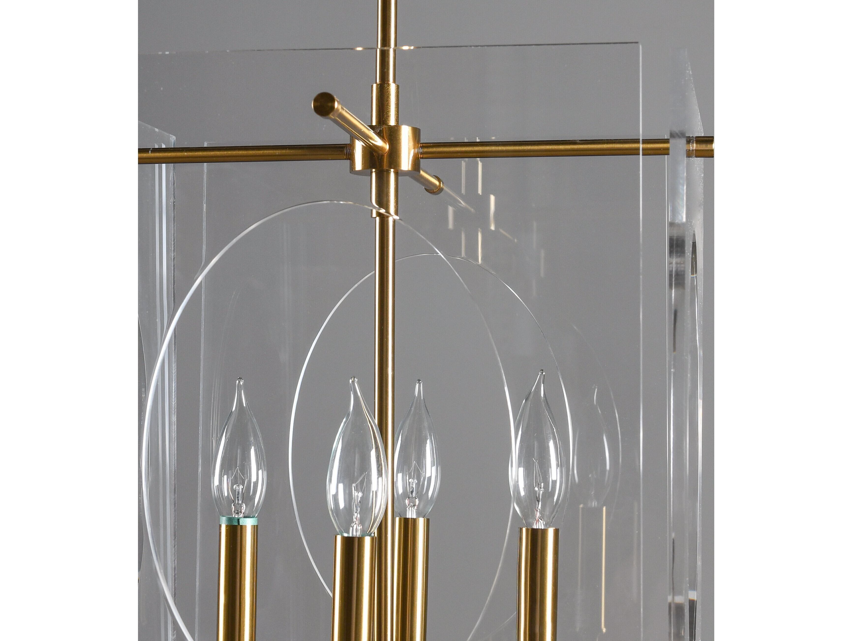 Classic Home Tessa 4-Light Clear Brass Geometric Chandelier