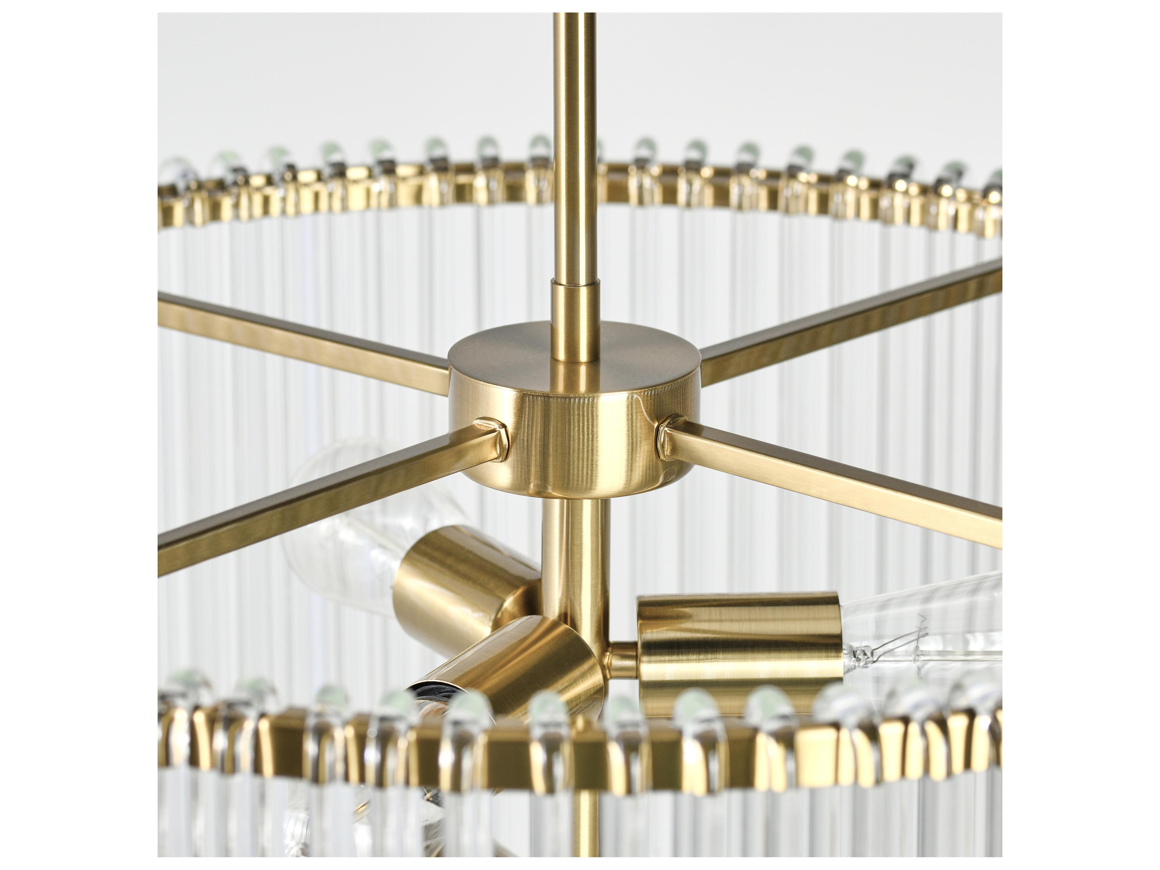 Classic Home Kaela 6-Light Gold Clear Cylinder Chandelier