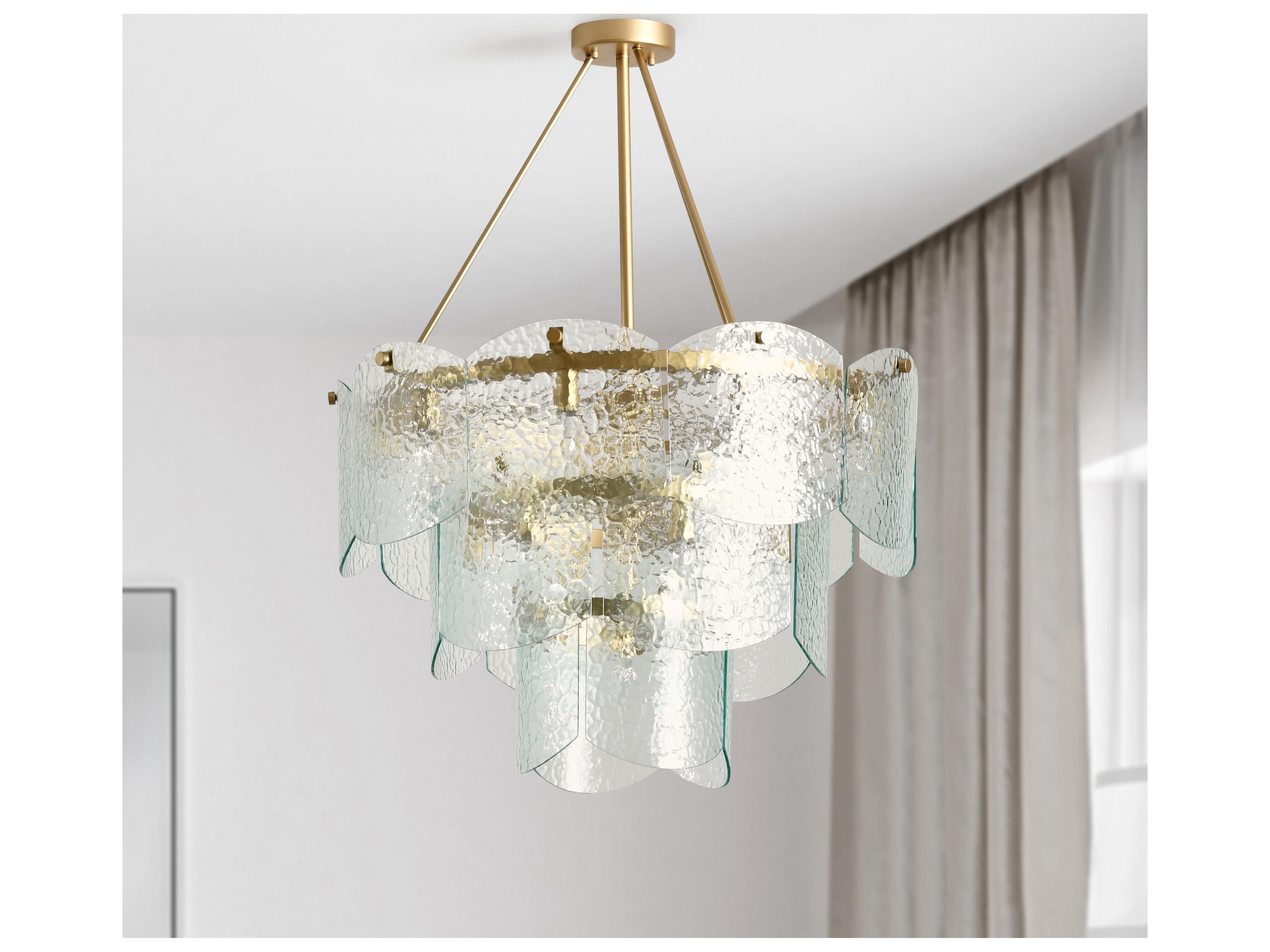 Classic Home Theresa 16-Light Gold Glass Chandelier