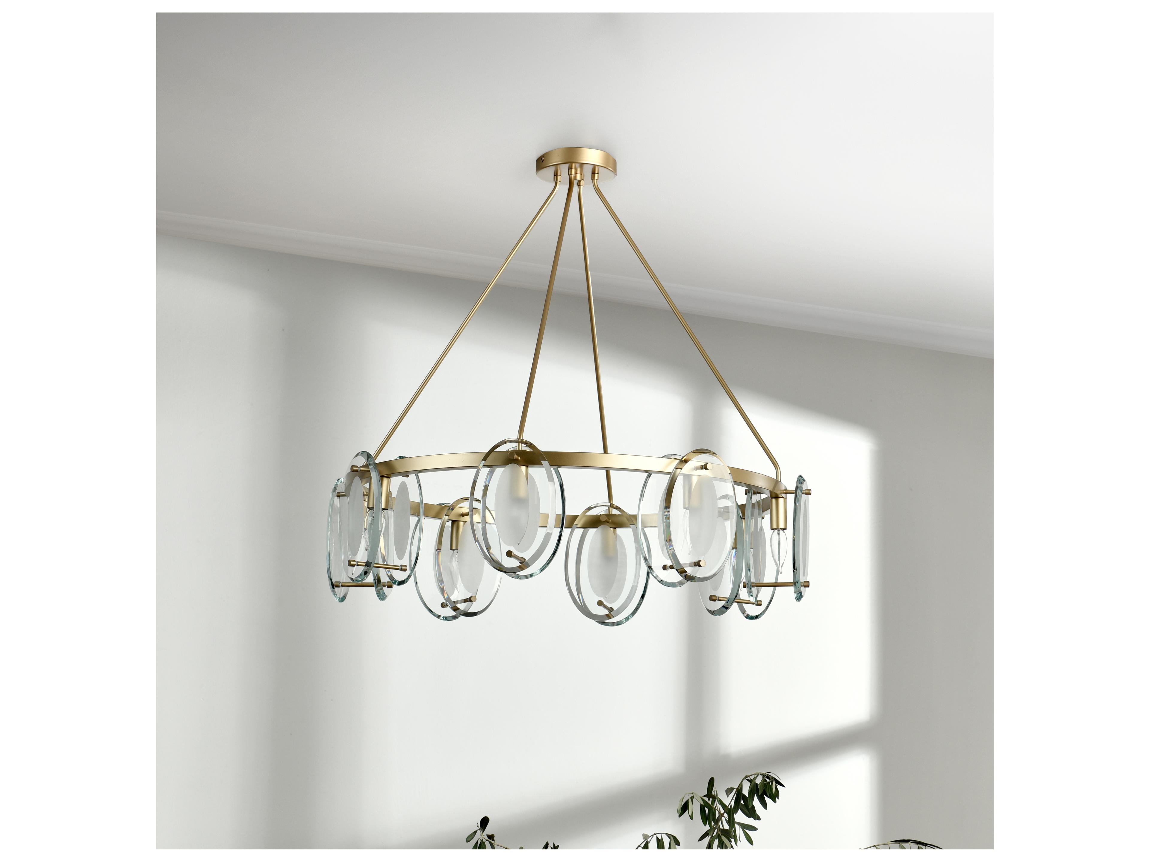 Classic Home Gina 8-Light Gold Glass Cylinder Chandelier