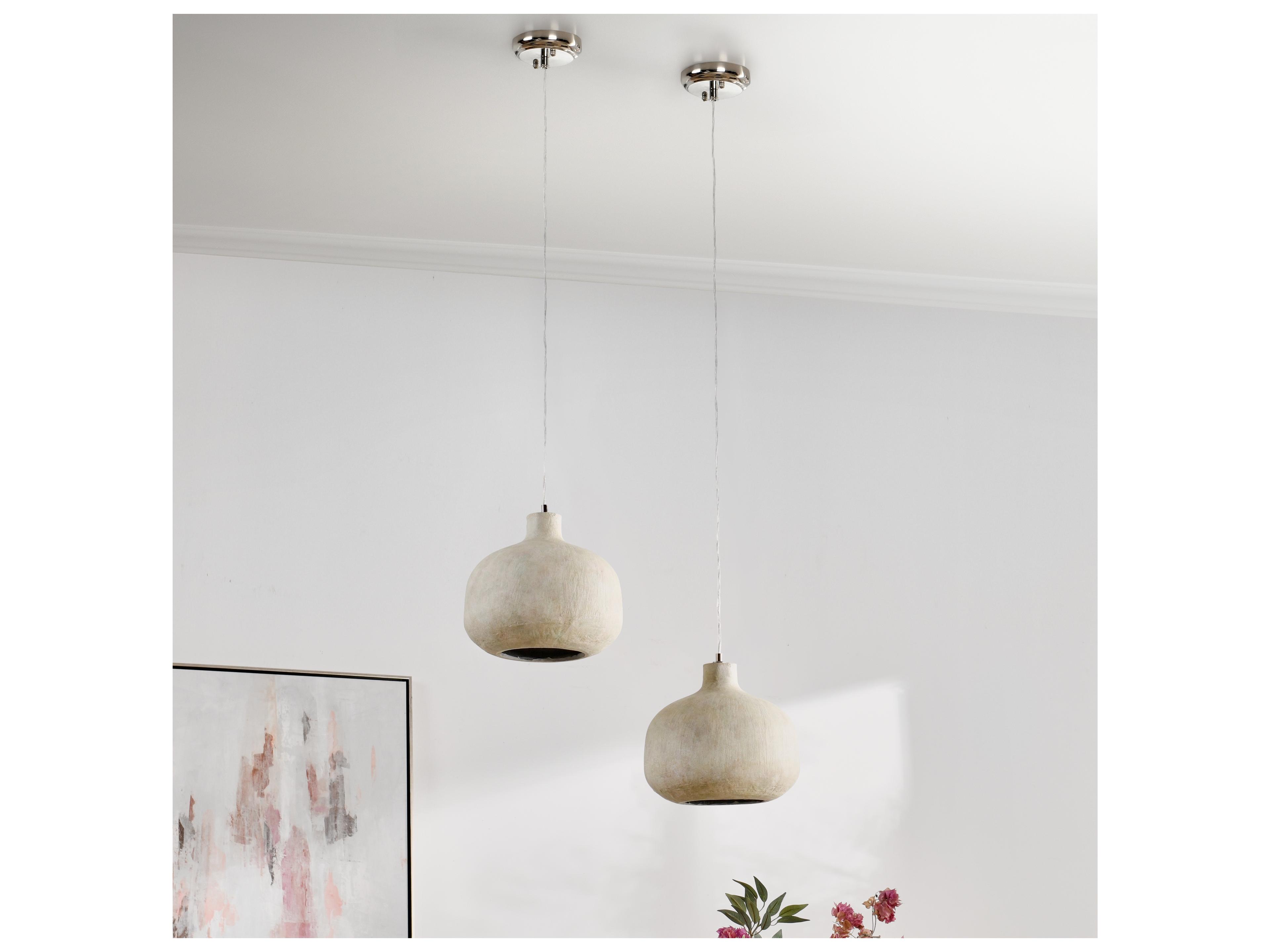 Classic Home Jodi 1-Light Antique White Gray Dome Mini Pendant