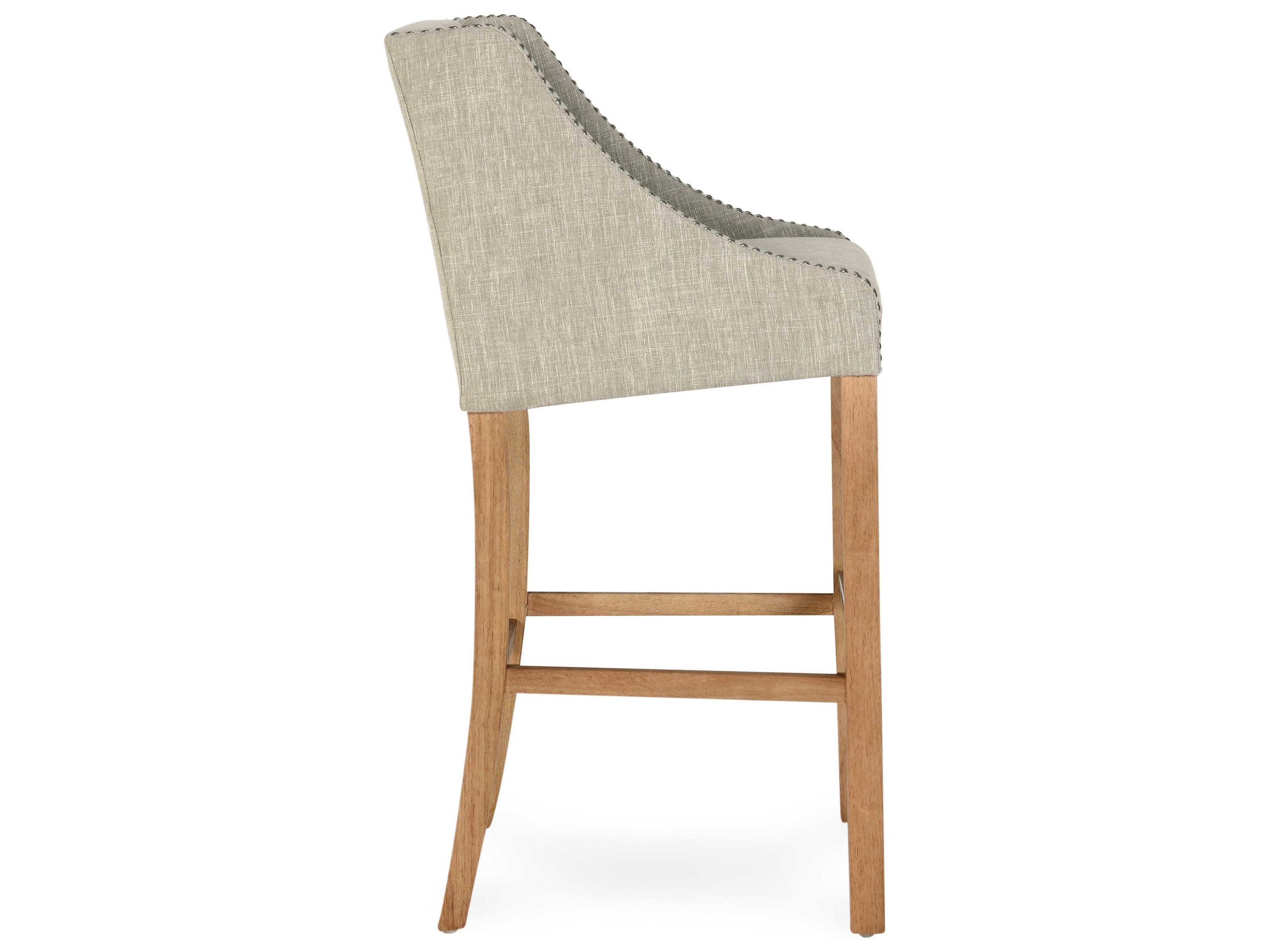 Classic Home Cascade French Beige Upholstery Velvet Upholstered Rubberwood Bar Stool