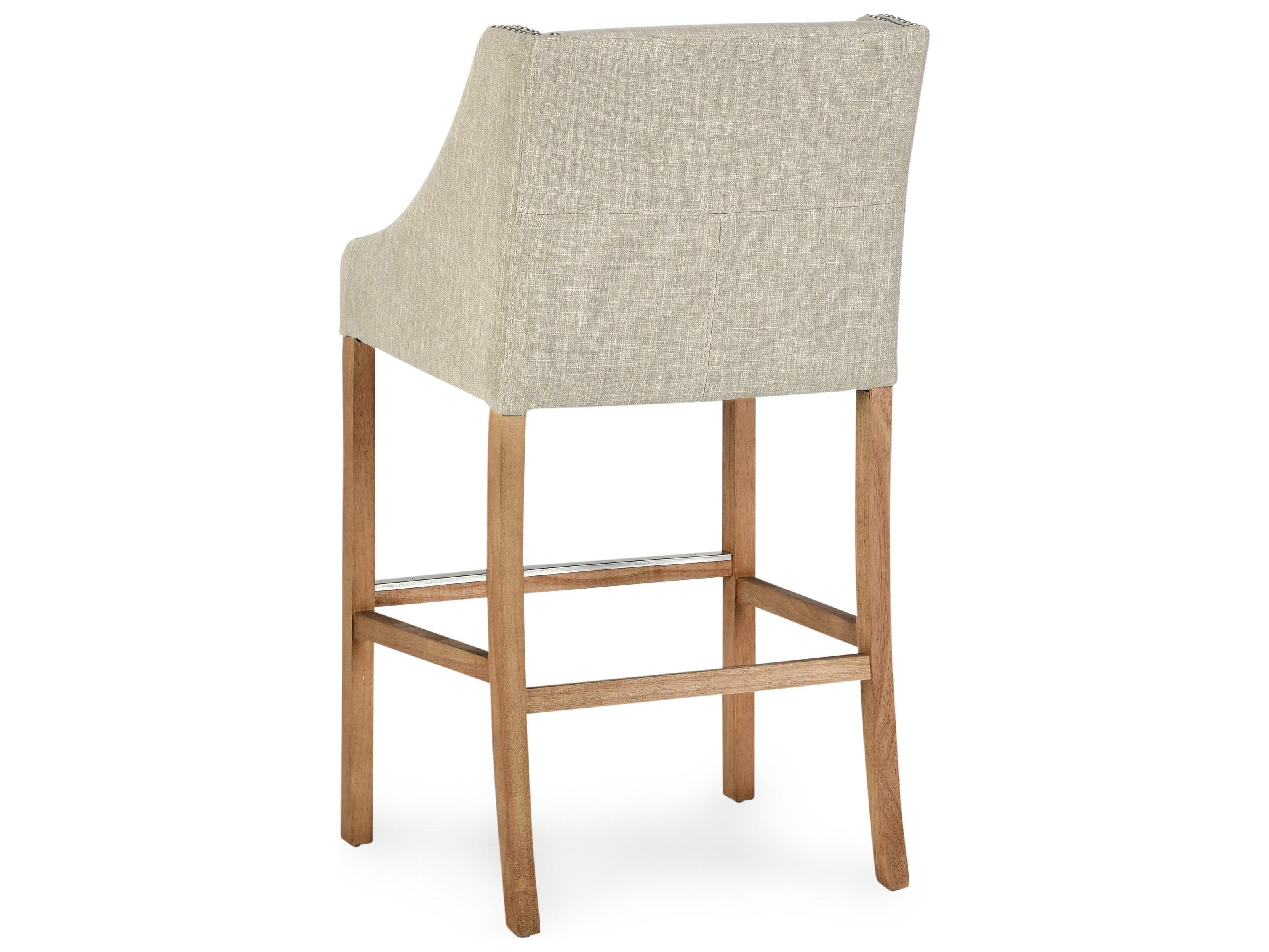 Classic Home Cascade French Beige Upholstery Velvet Upholstered Rubberwood Bar Stool
