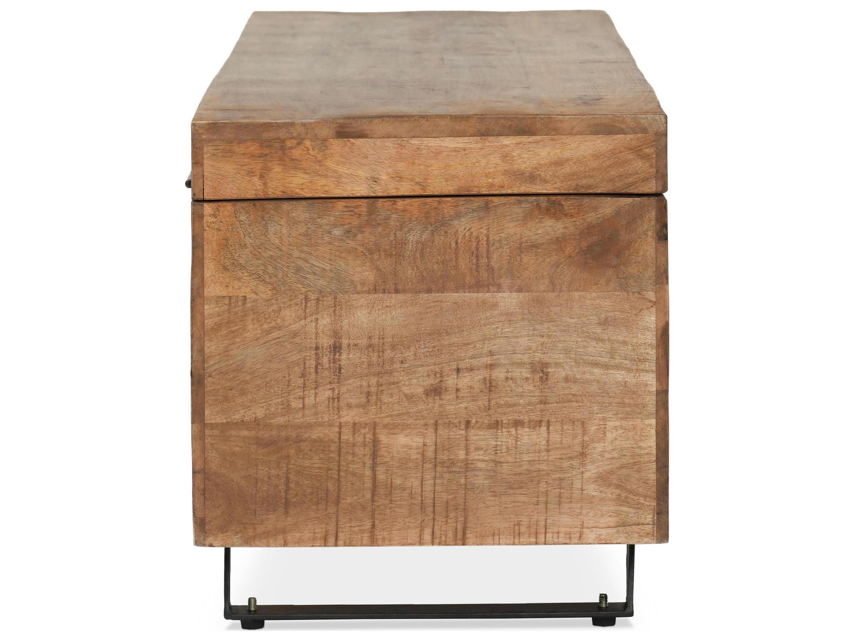 Classic Home Axis Natural Hand Ed Brown Top Mango Wood Storage Trunk