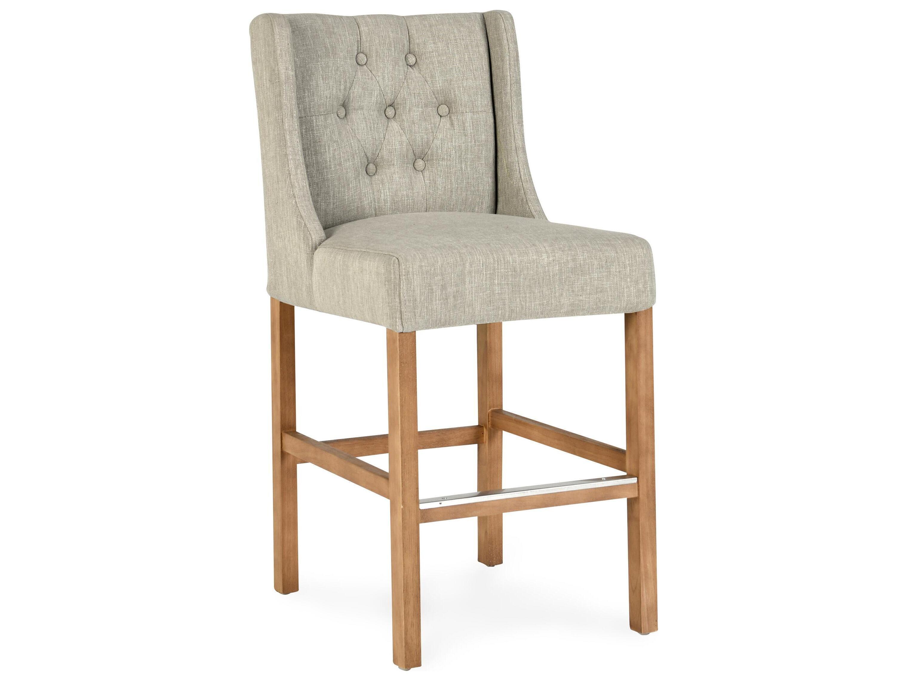 Classic Home Cayle French Beige Upholstery Upholstered Rubberwood Counter Stool