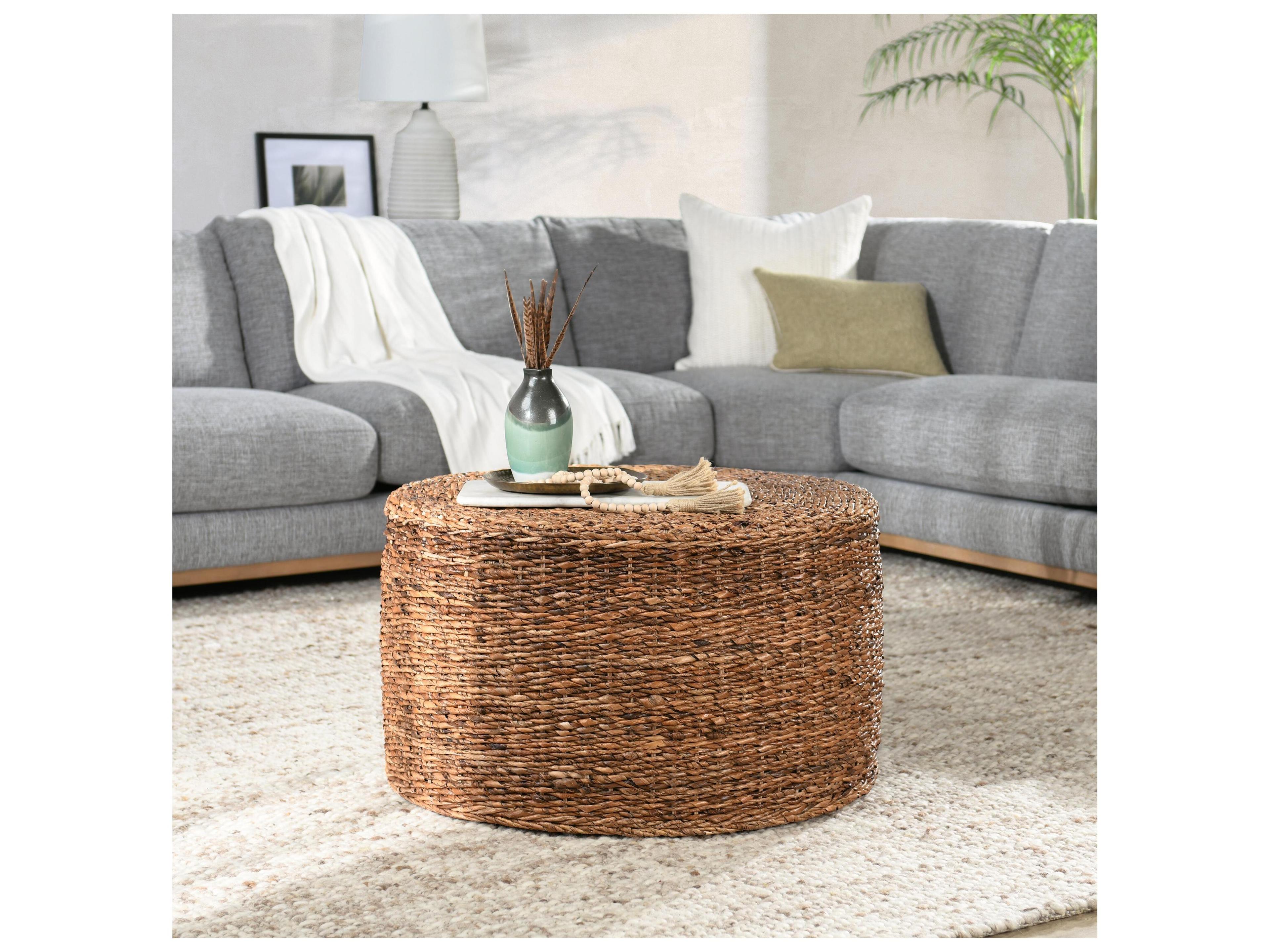 Classic Home Milan Round Rattan Multi Brown Coffee Table