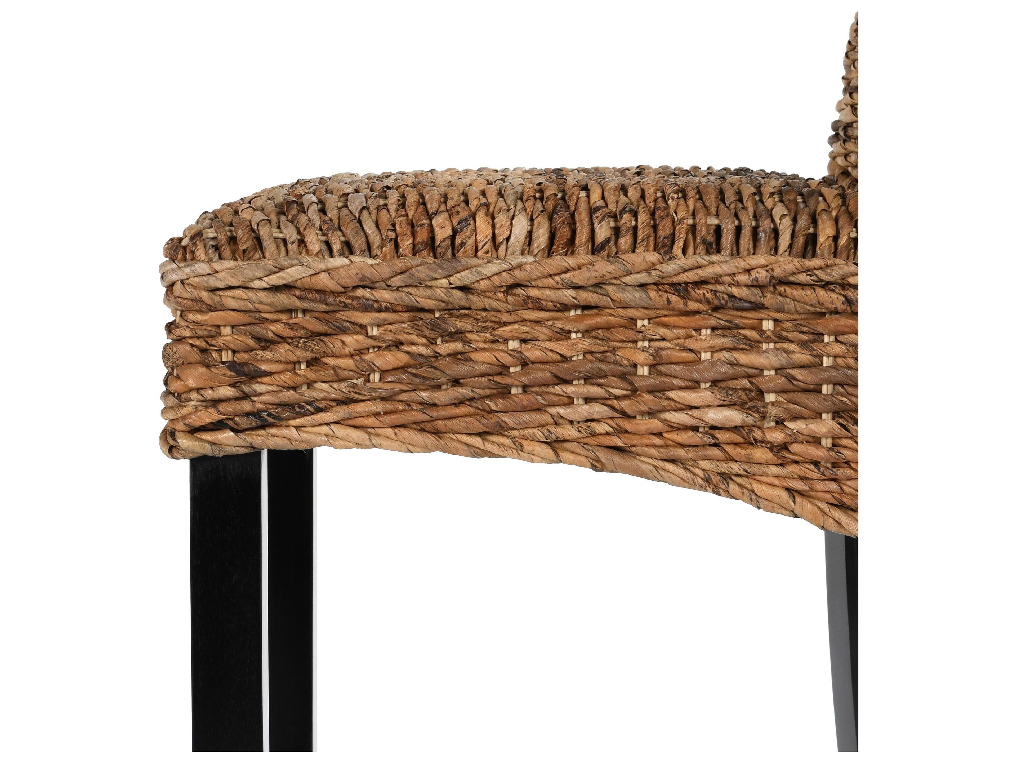 Classic Home Abaca Multi Brown Seat And Black Legs Hardwood Bar Stool