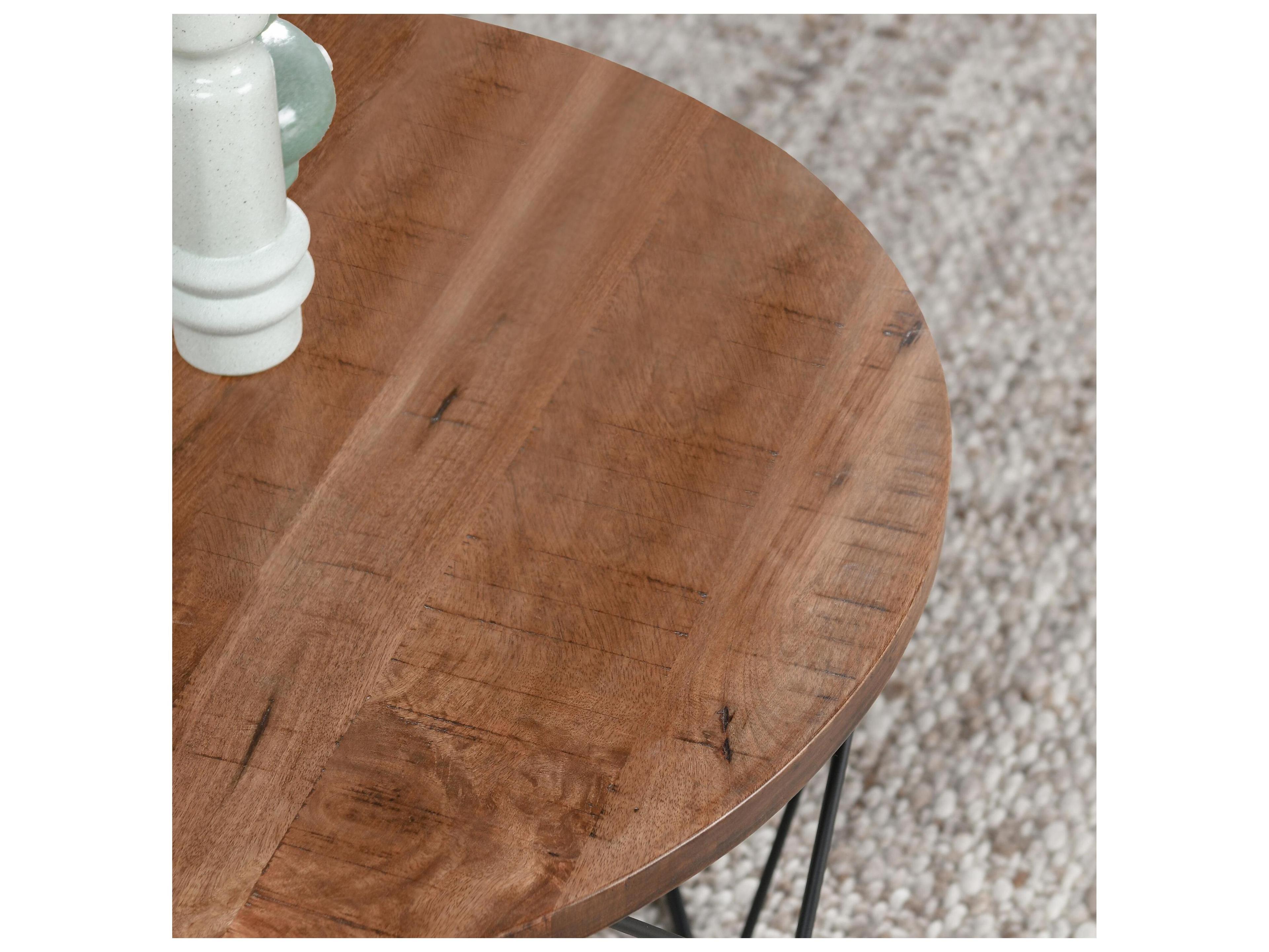 Classic Home Sylmar Round Wood Chestnut Brown Top Coffee Table
