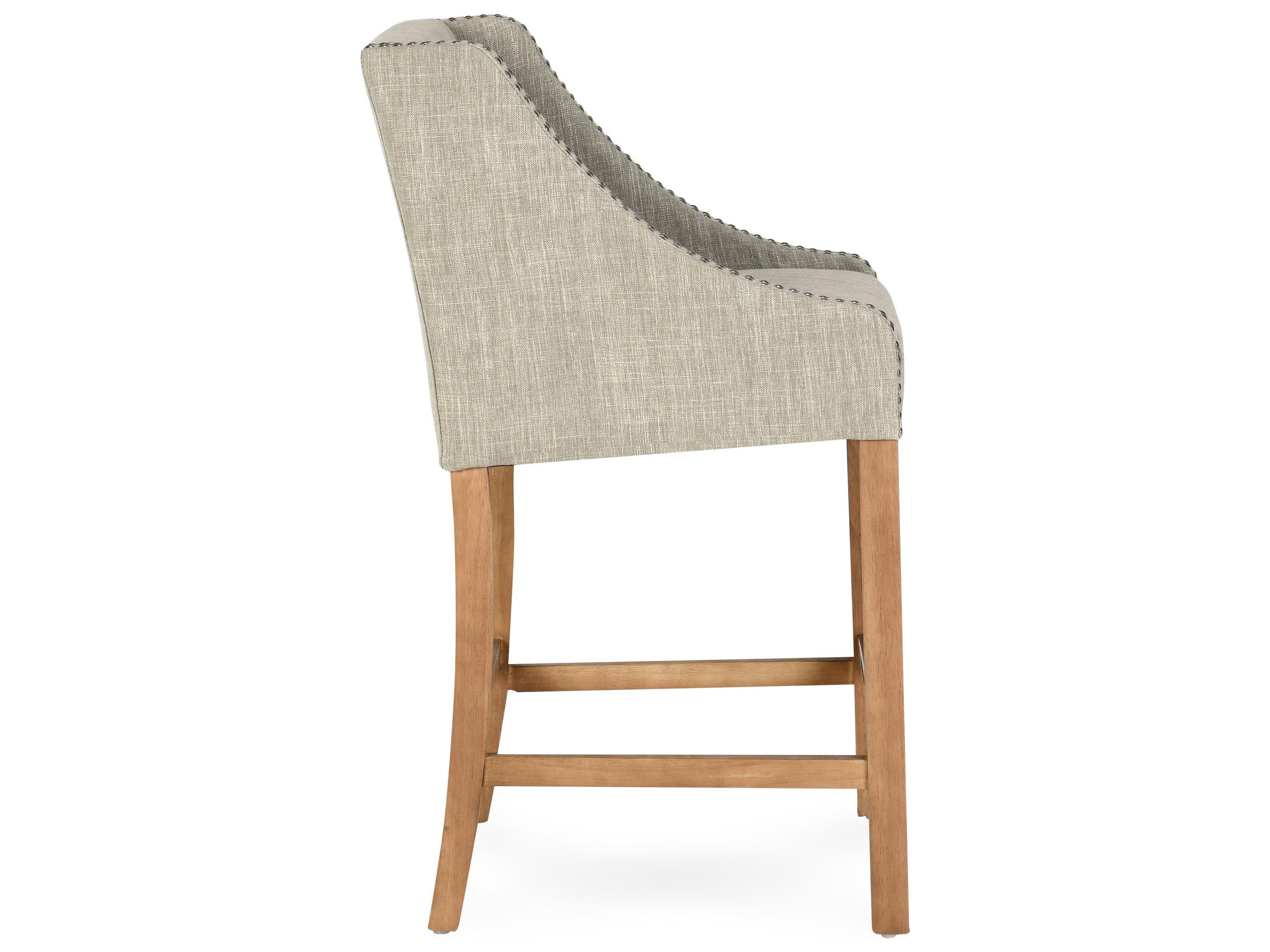 Classic Home Cascade French Beige Upholstery Velvet Upholstered Rubberwood Bar Stool