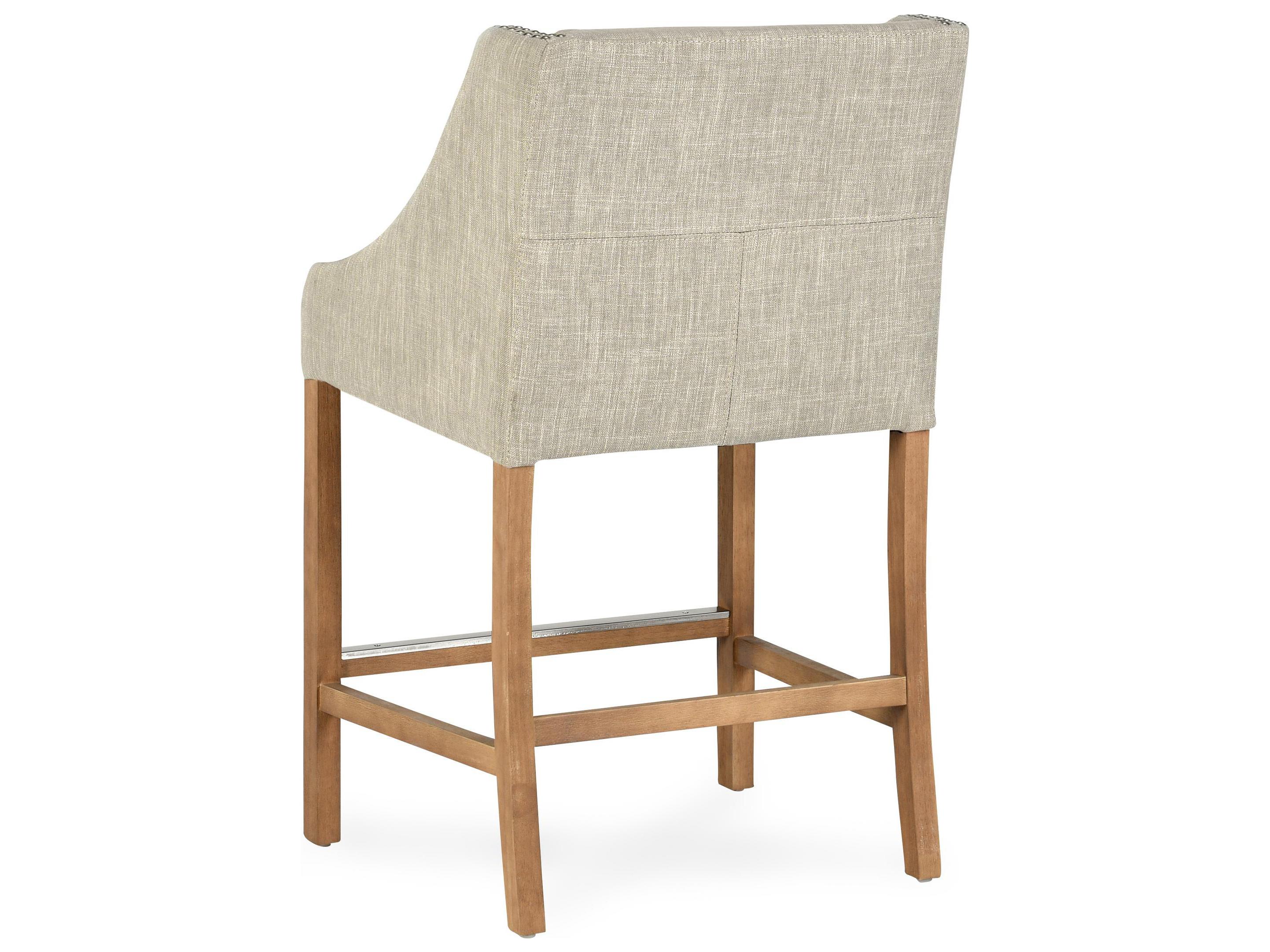 Classic Home Cascade French Beige Upholstery Velvet Upholstered Rubberwood Bar Stool