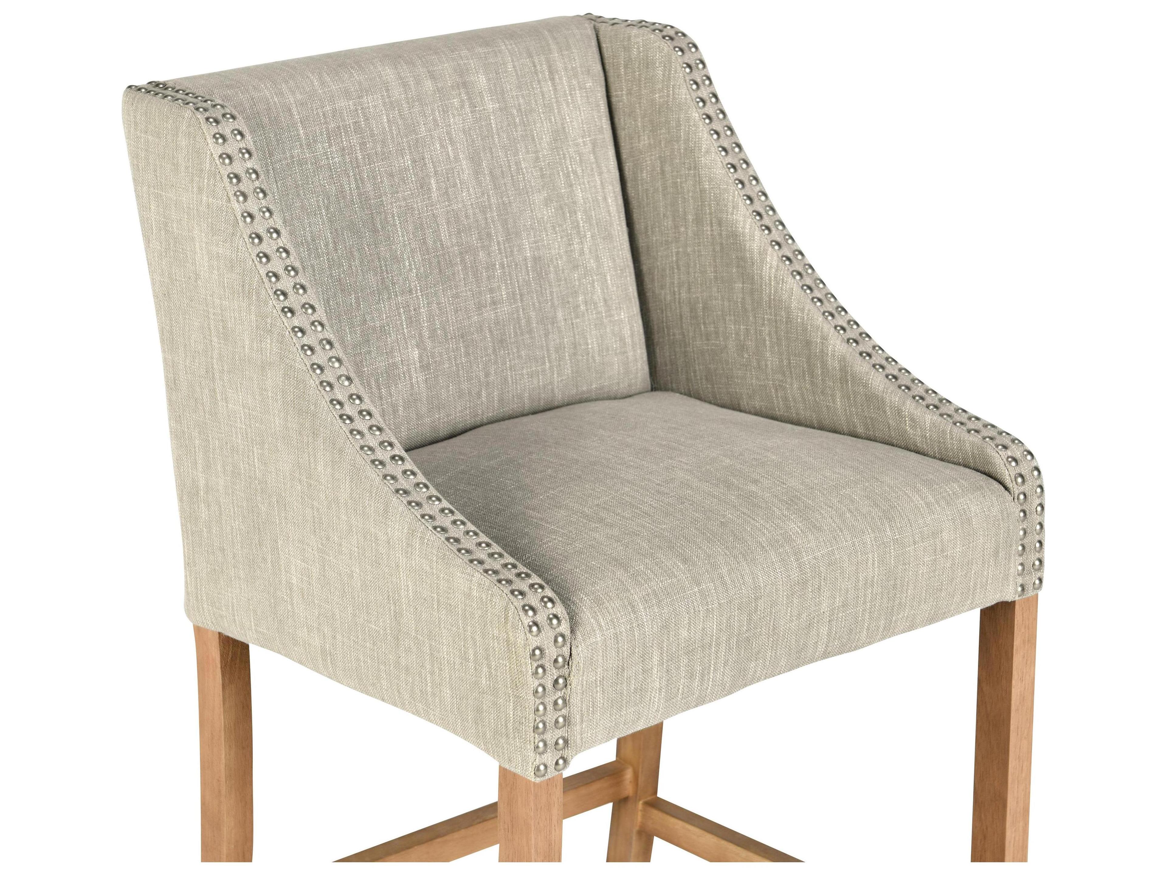 Classic Home Cascade French Beige Upholstery Velvet Upholstered Rubberwood Bar Stool