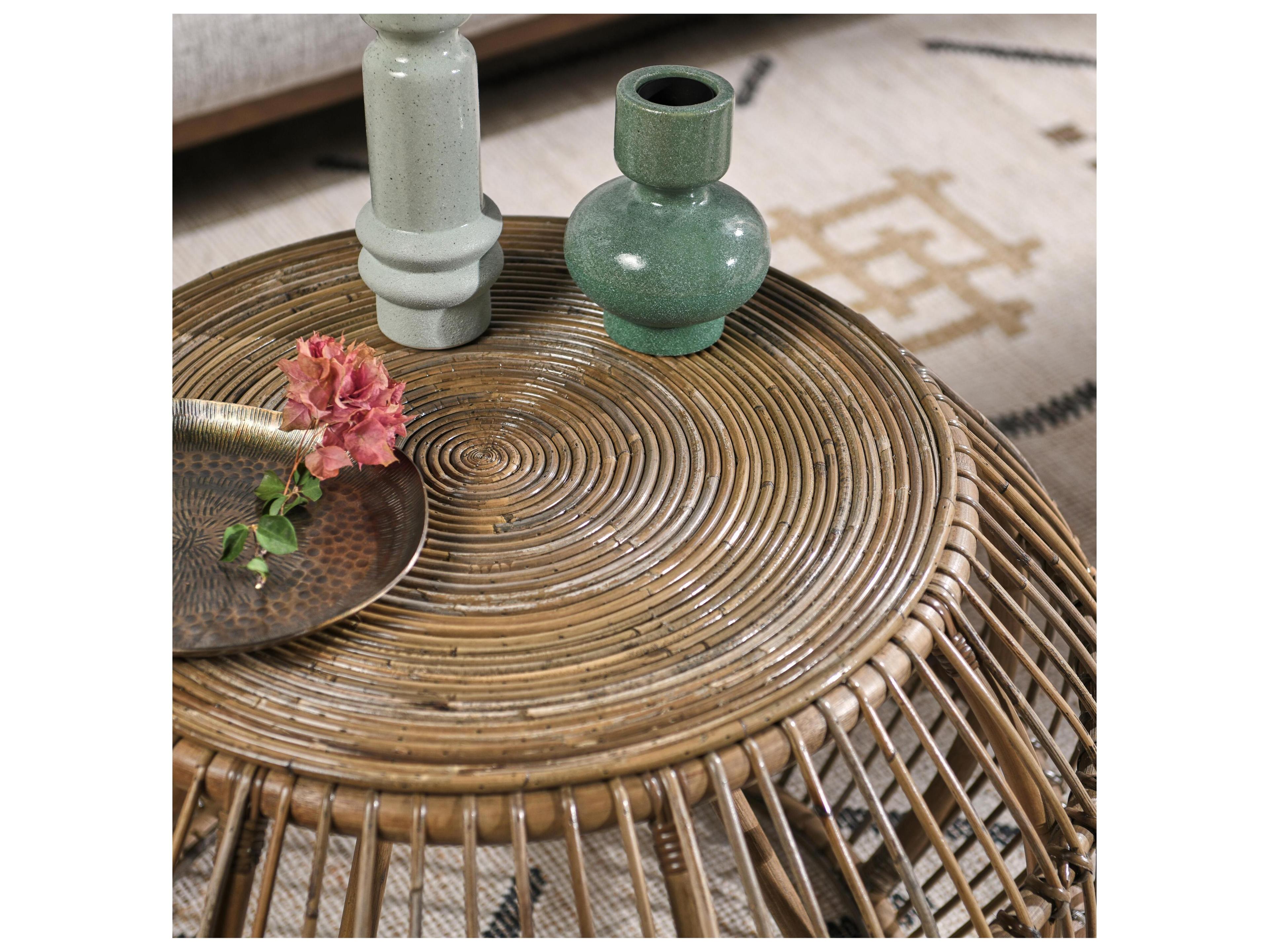 Classic Home Bexley Round Rattan Natural Coffee Table