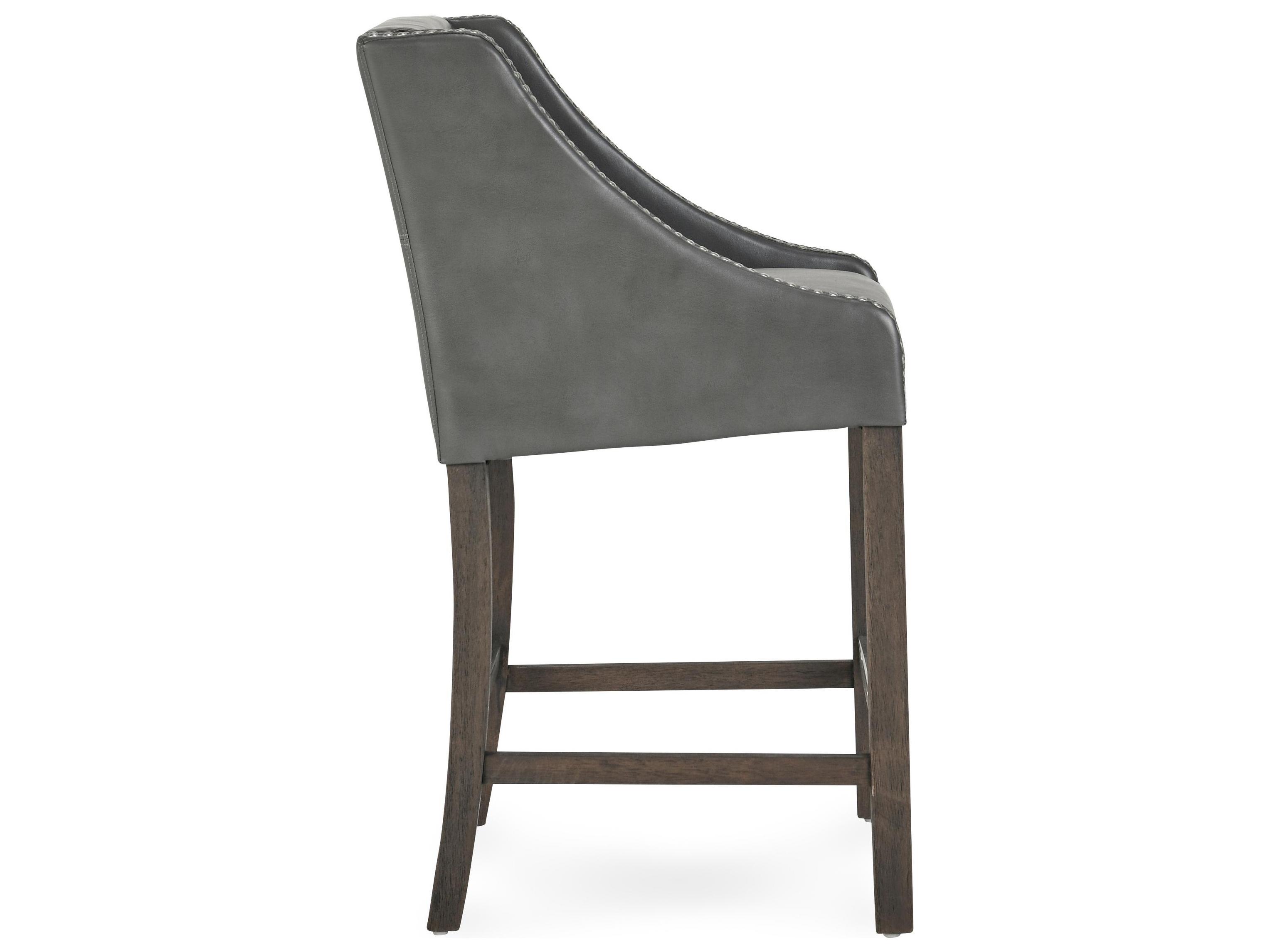 Classic Home Cascade Charcoal Gray Upholstery Leather Rubberwood Bar Stool