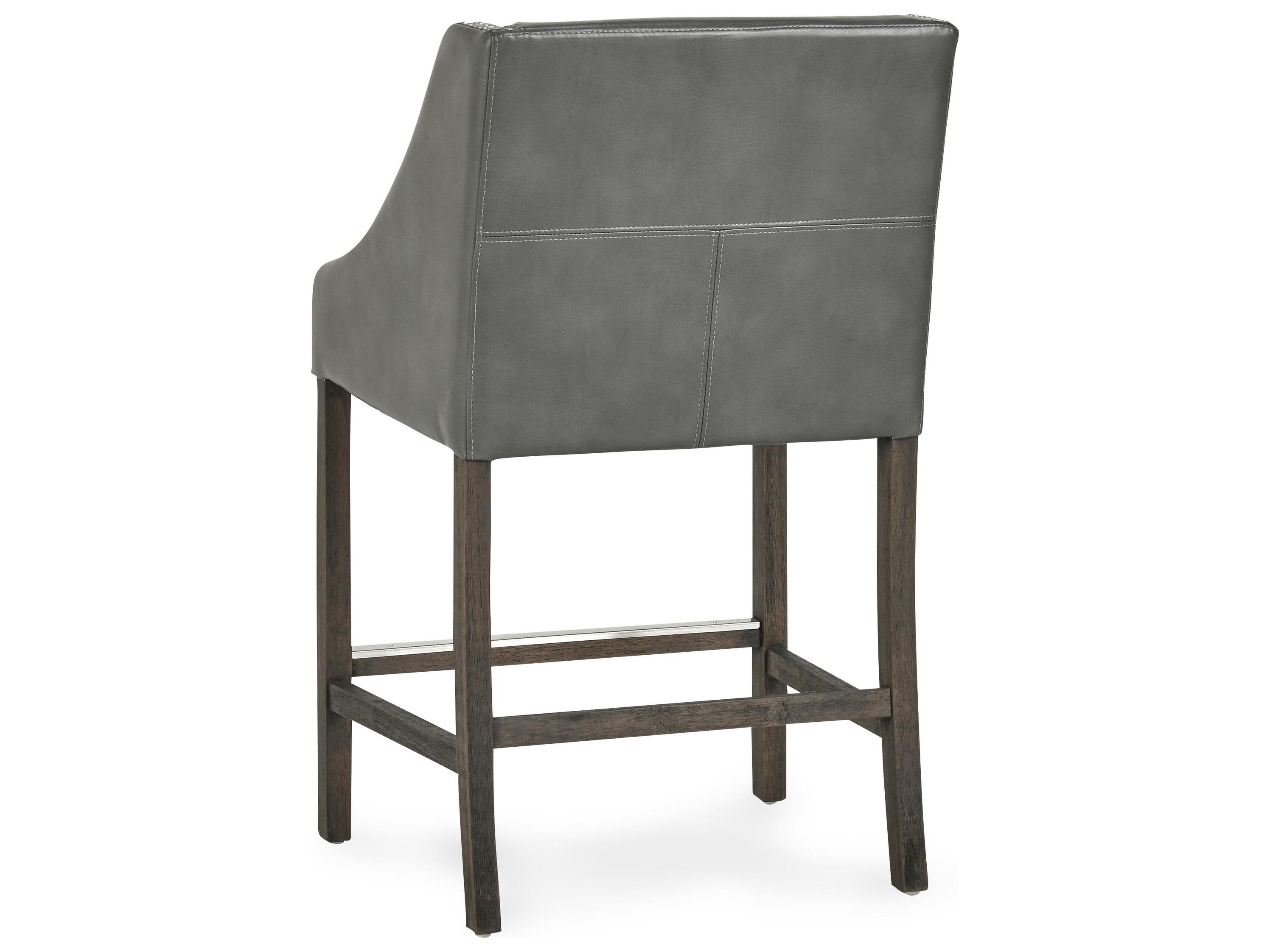 Classic Home Cascade Charcoal Gray Upholstery Leather Rubberwood Bar Stool
