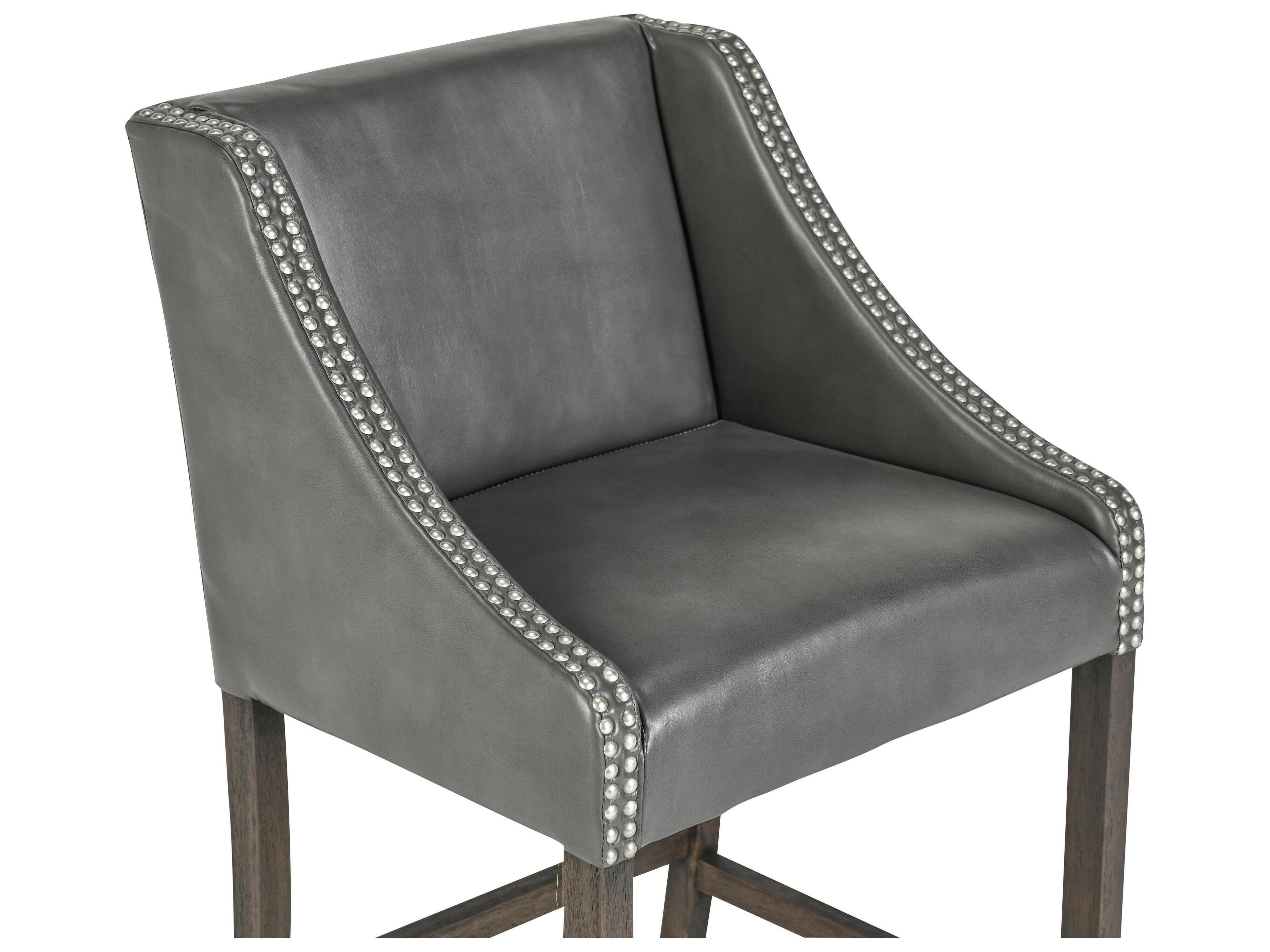 Classic Home Cascade Charcoal Gray Upholstery Leather Rubberwood Bar Stool