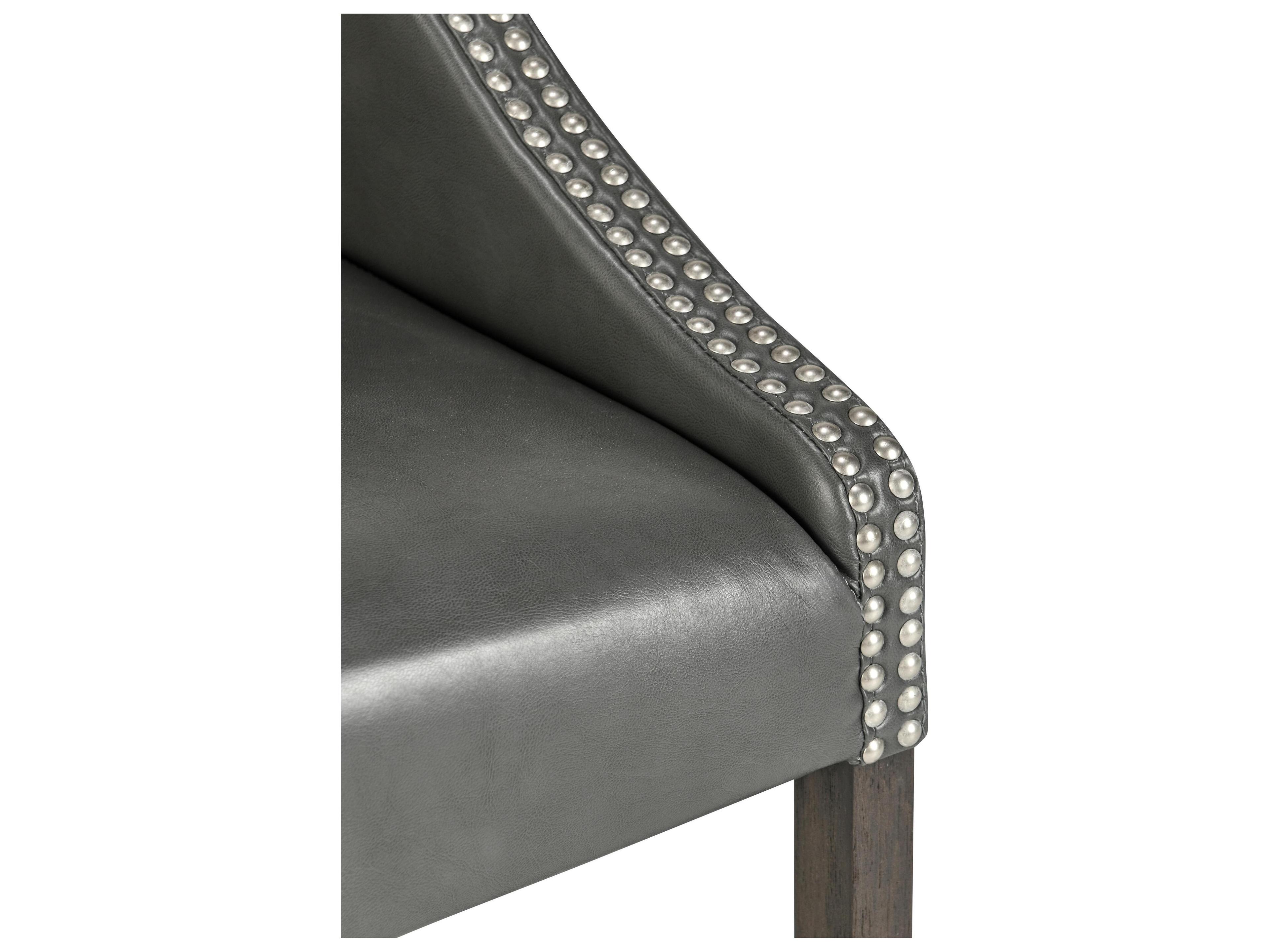 Classic Home Cascade Charcoal Gray Upholstery Leather Rubberwood Bar Stool