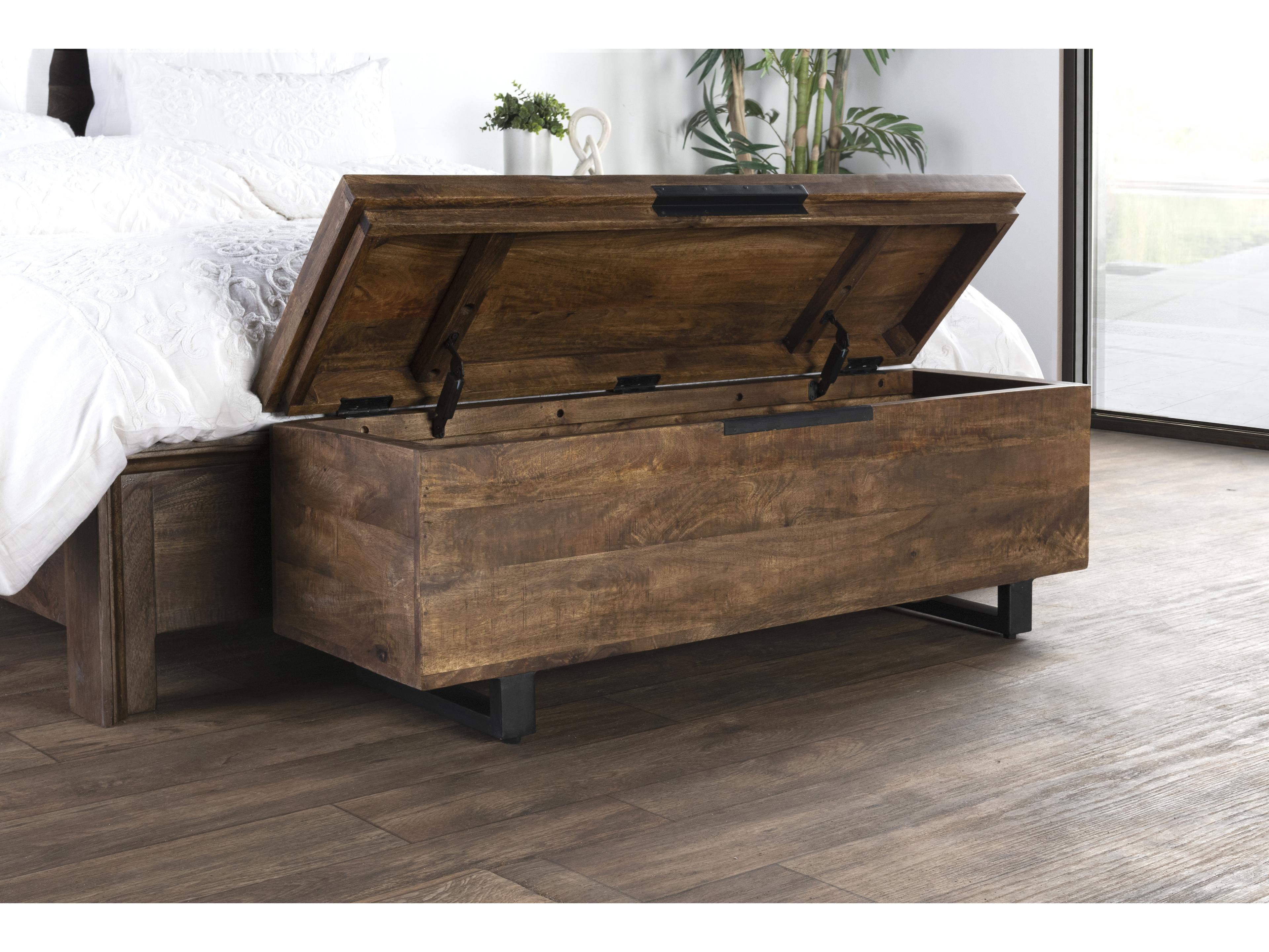 Classic Home Greyson Honey Brown Mango Wood Storage Trunk