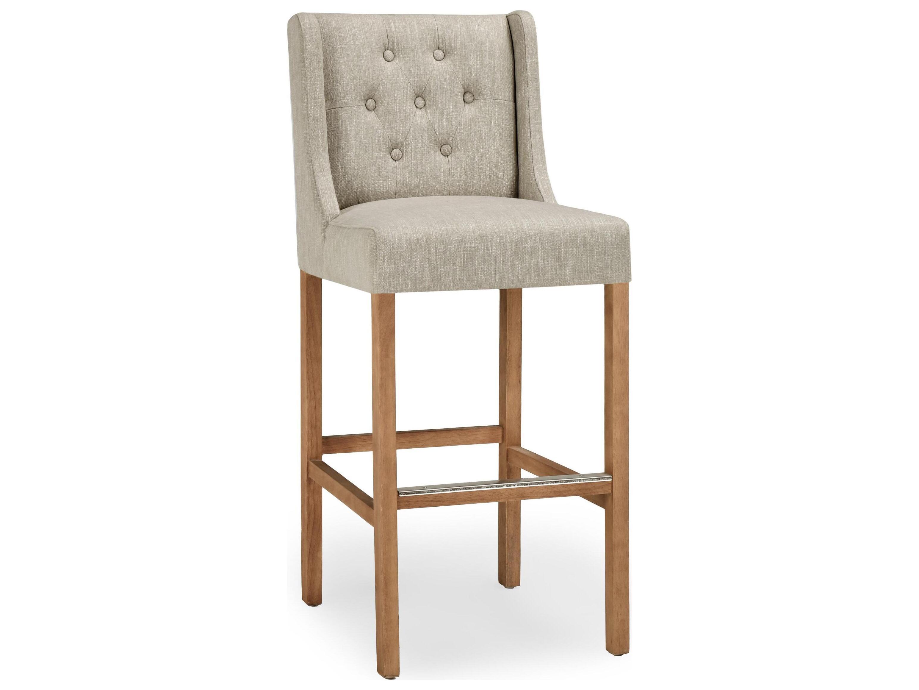 Classic Home Cayle French Beige Upholstery Upholstered Rubberwood Bar Stool