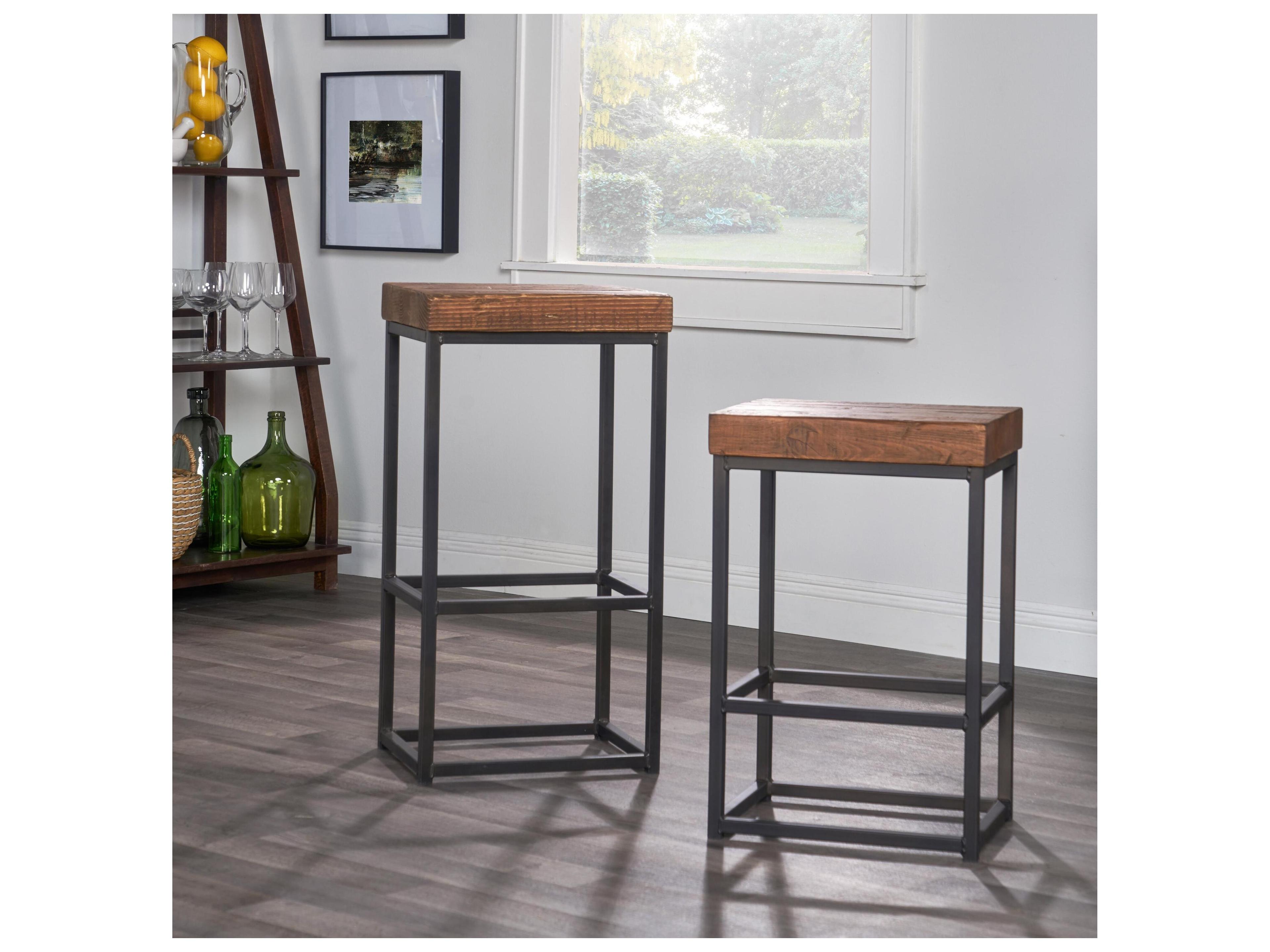 Classic Home Parker Rustic Mahogany Top Wood Bar Stool