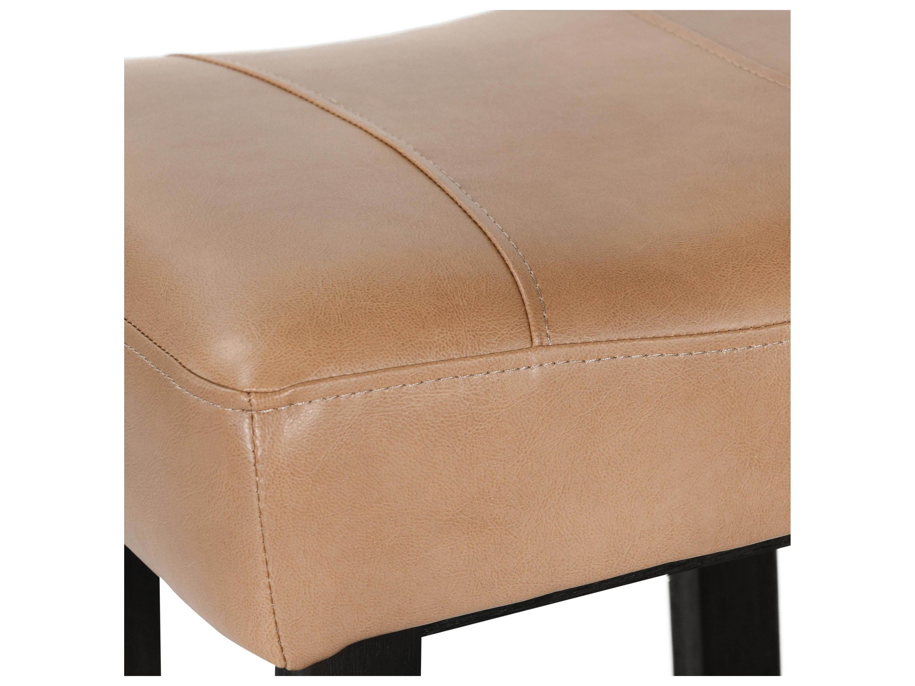 Classic Home Lauri Camel Beige Leather Rubberwood Counter Stool