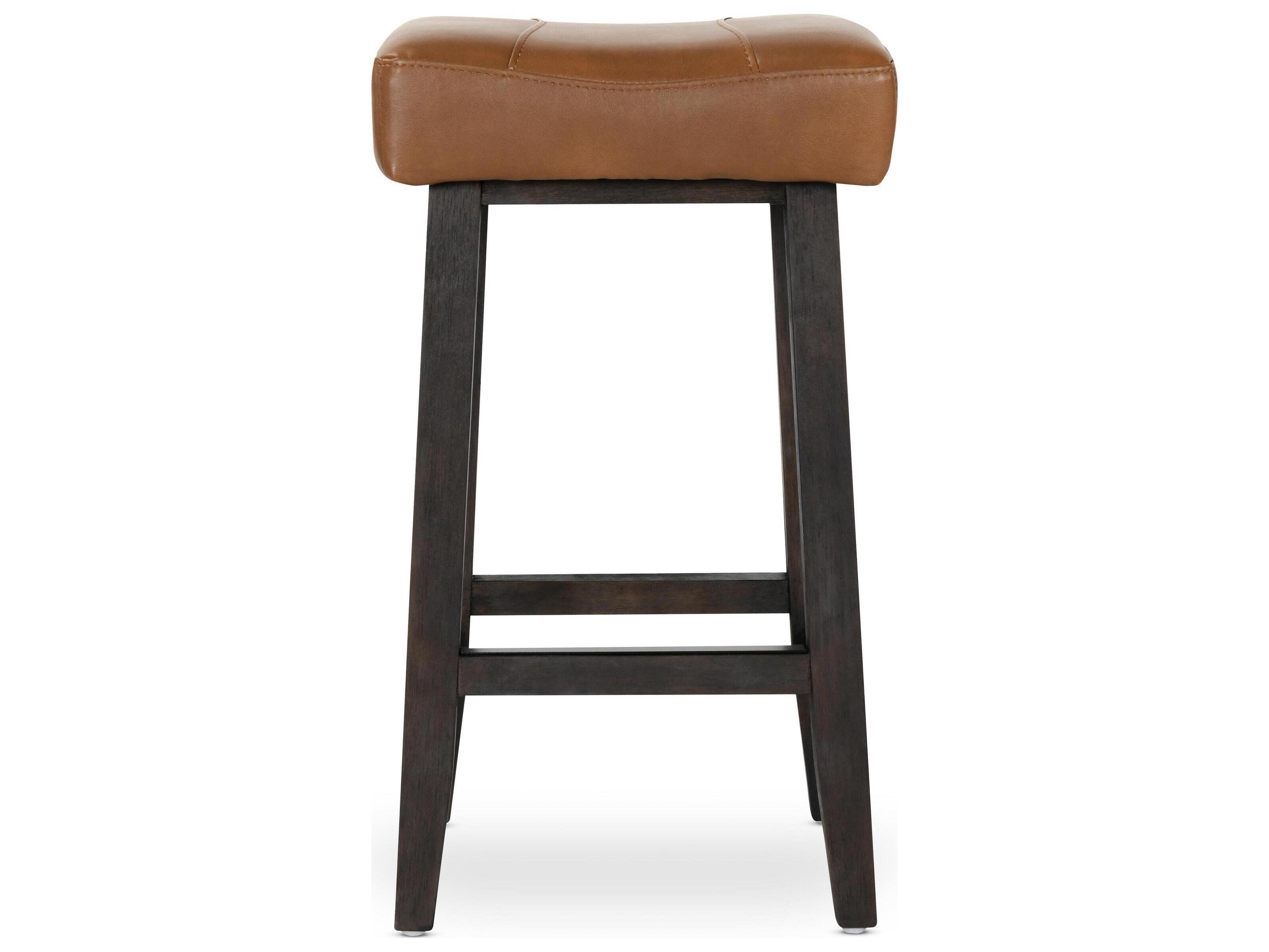 Classic Home Lauri Caramel Faux Leather Rubberwood Bar Stool