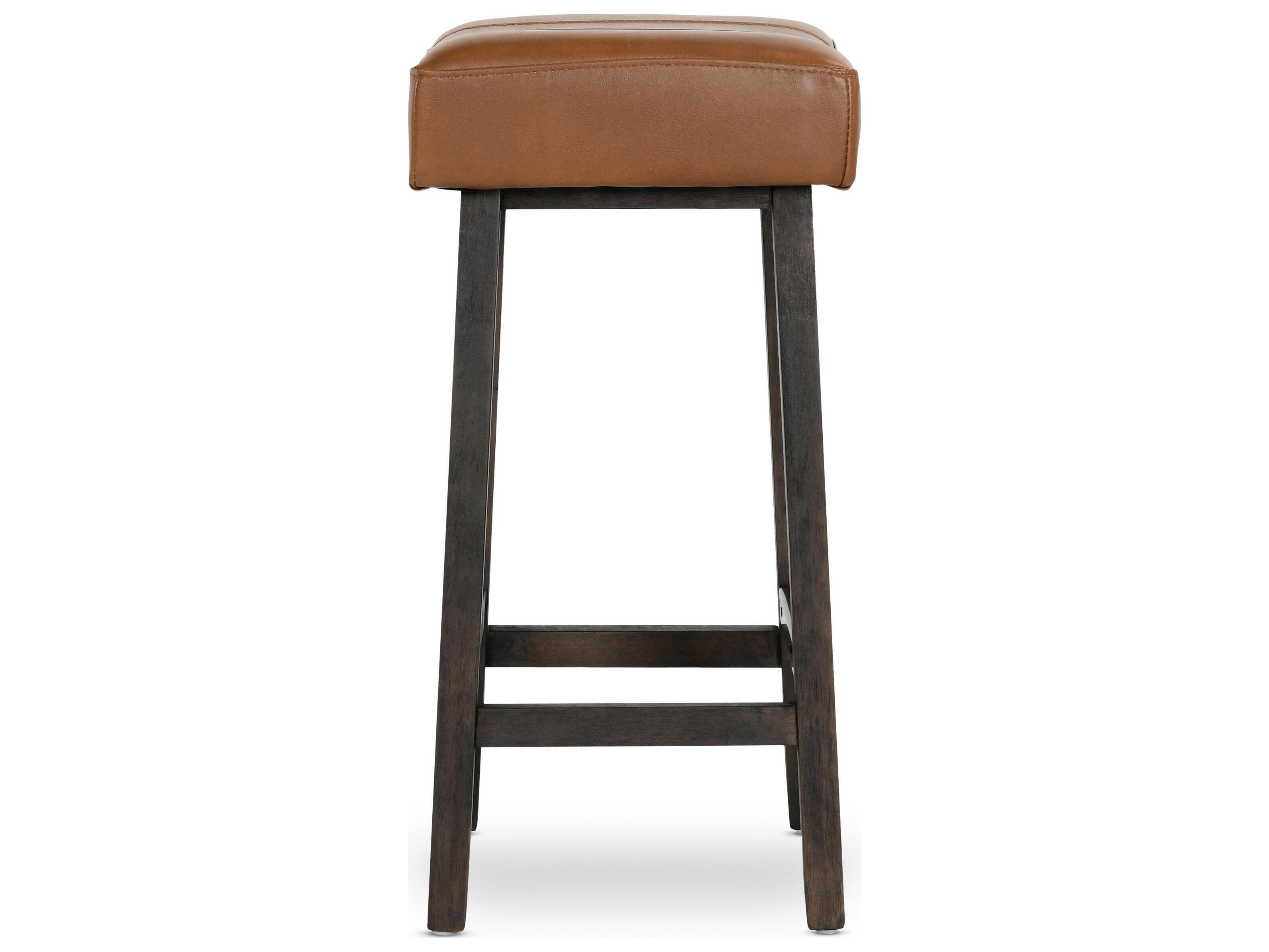 Classic Home Lauri Caramel Faux Leather Rubberwood Bar Stool