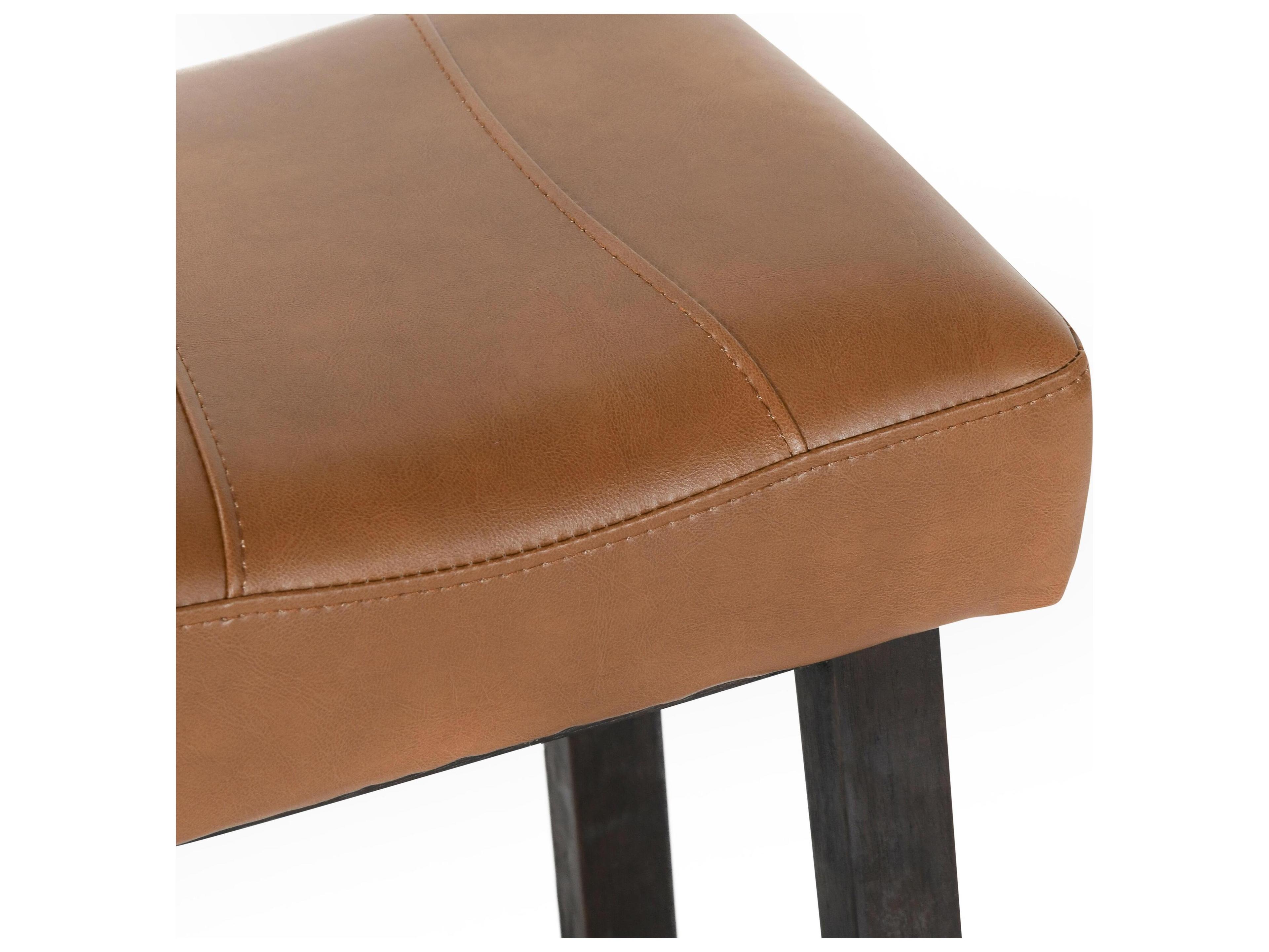 Classic Home Lauri Caramel Faux Leather Rubberwood Bar Stool