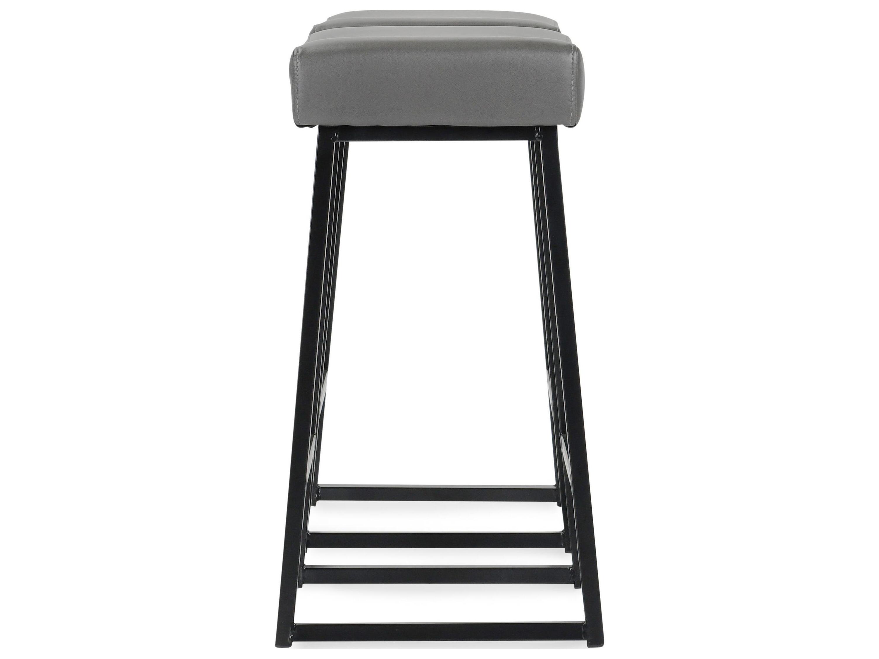 Classic Home Amber Smokey Grey Faux Leather Bar Stool Set of 2