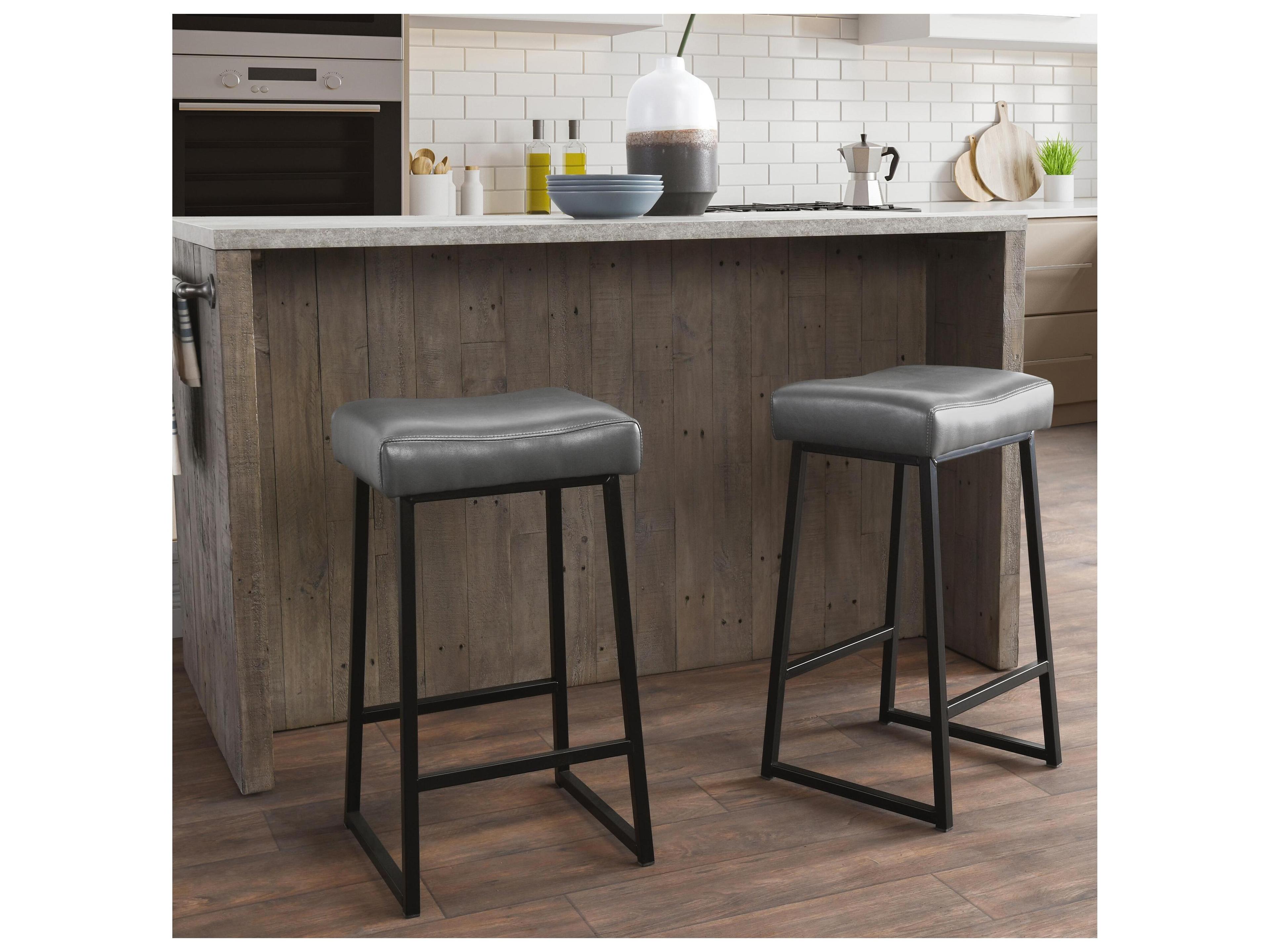 Classic Home Amber Smokey Grey Faux Leather Bar Stool Set of 2