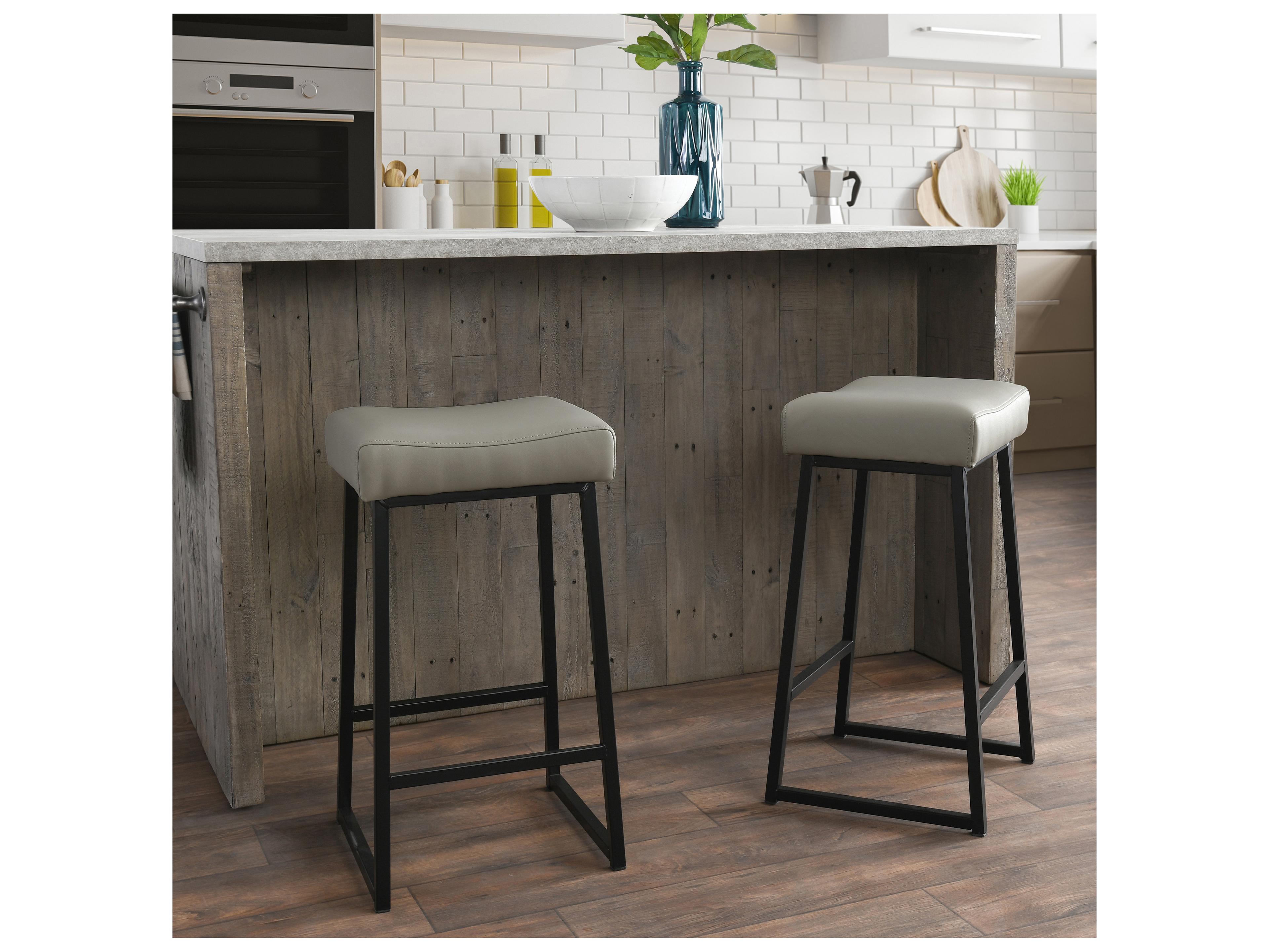 Classic Home Amber Stone Grey Faux Leather Bar Stool Set of 2