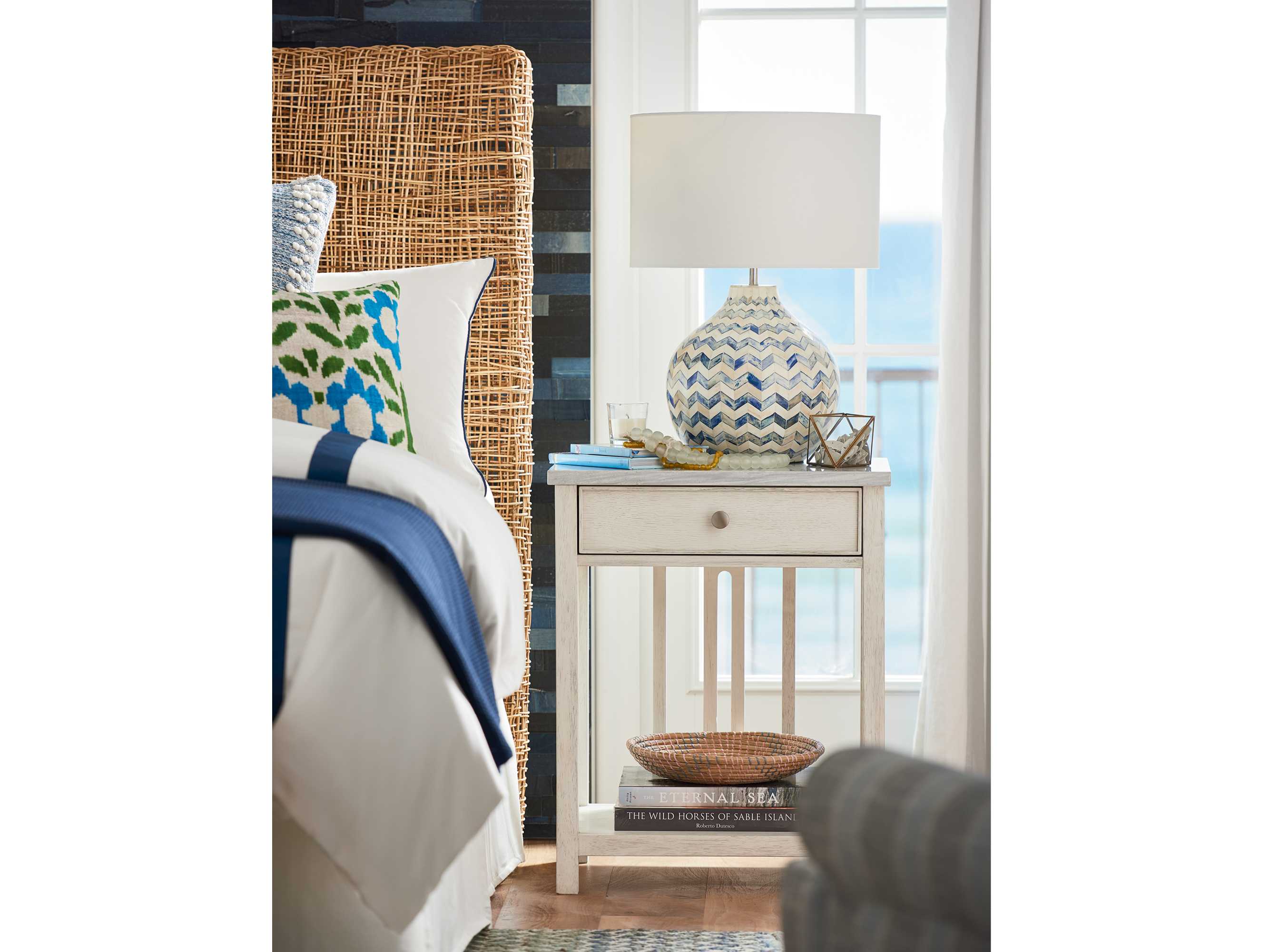 Coastal Living Home Escape 1-Drawer White Ash Wood Nightstand