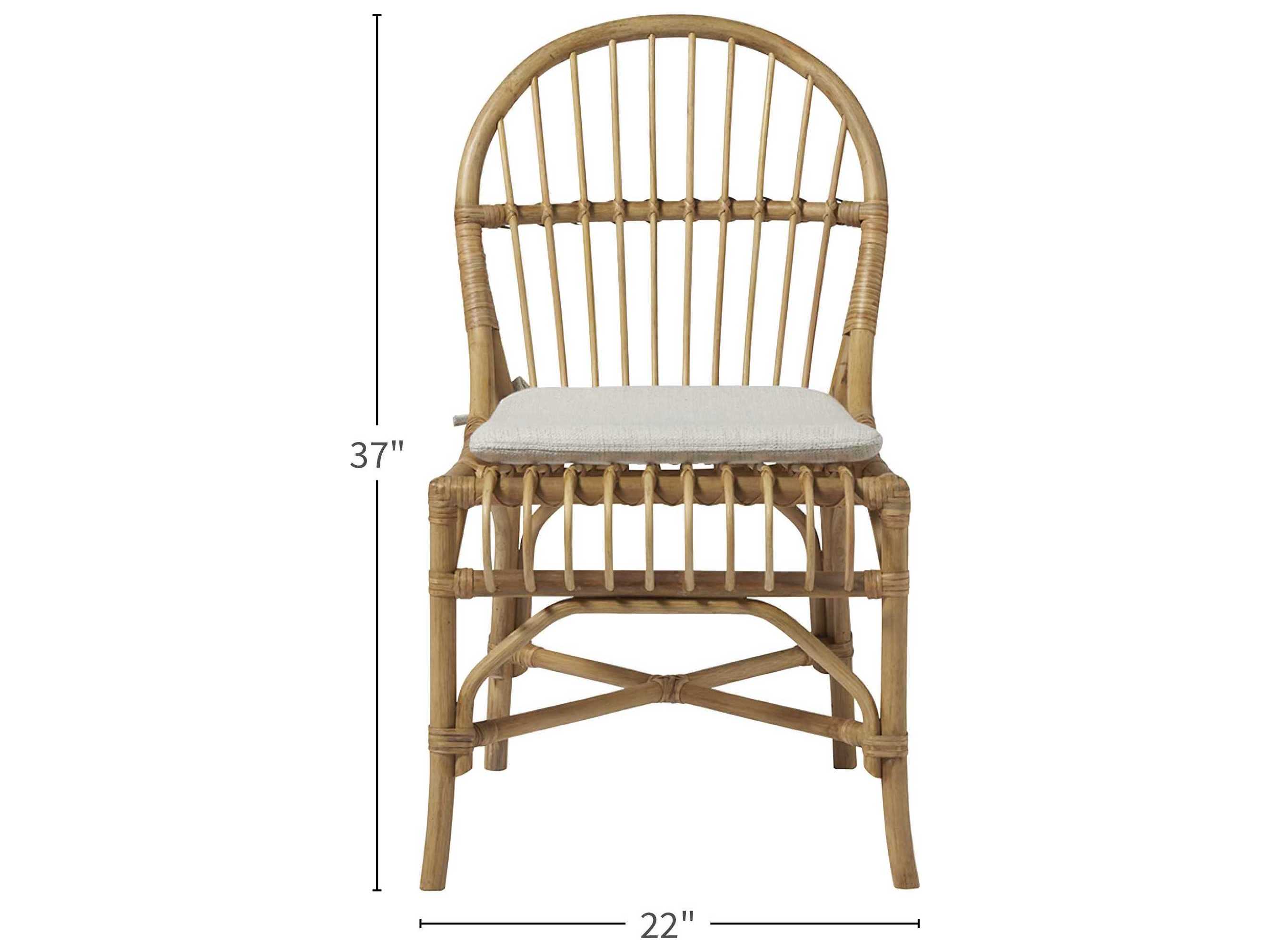 Coastal Living Home Escape Bamboo Wood Natural Upholstered Side Dining Chair