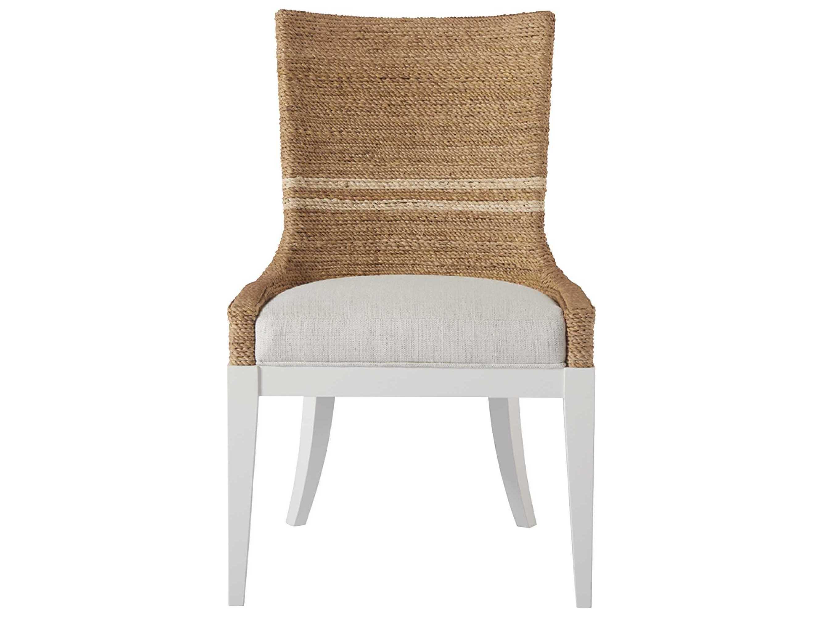 Coastal Living Home Escape Abaca Wood Natural Upholstered Side Dining Chair